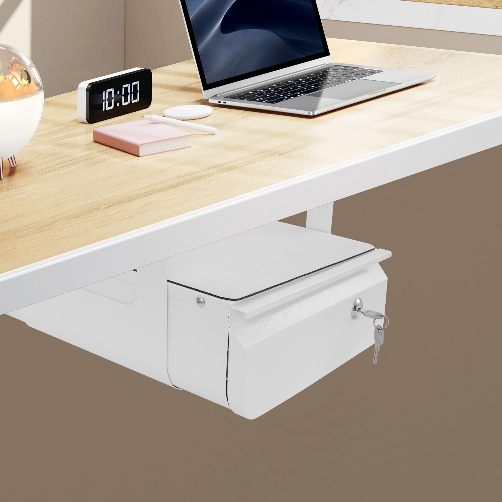 Lockable Under Desk Sliding Pull-Out Drawer Space Saver Sliding For Home/Office