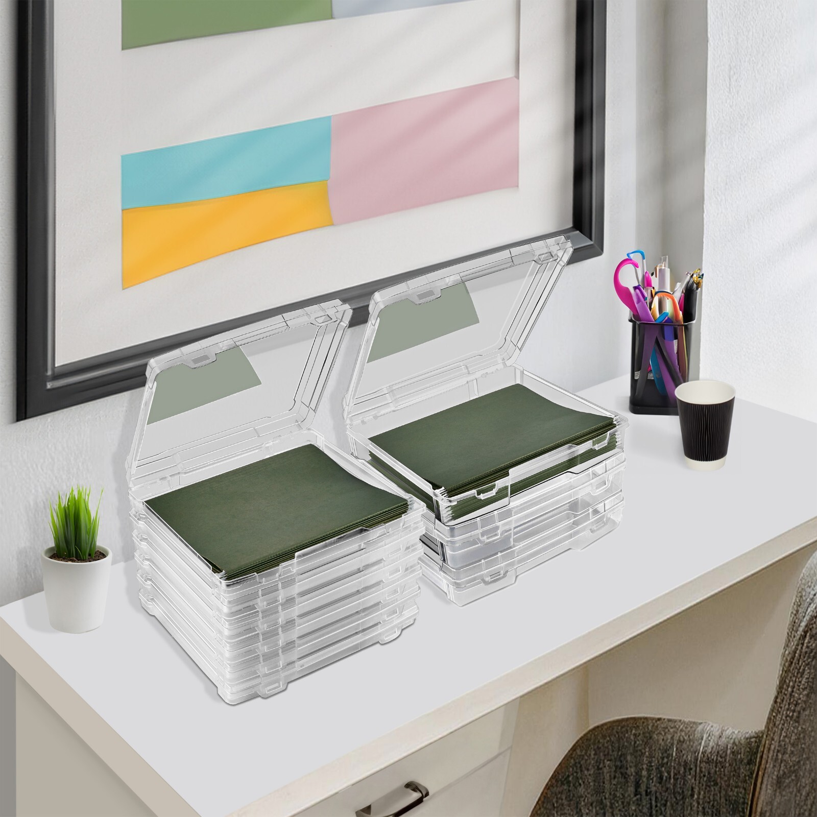 Sorbus 9-Piece Variety Pack Hanging File Organizer Bins – Thick and Thin Trays
