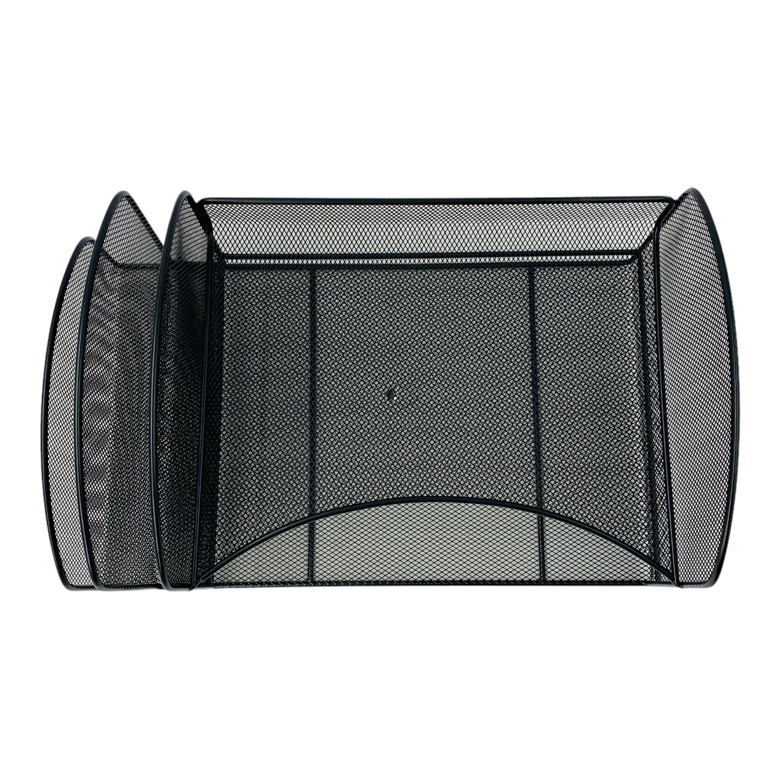 Safco Onyx Mesh Metal Desk Organizer Two Upright Two Horizontal Sections Black