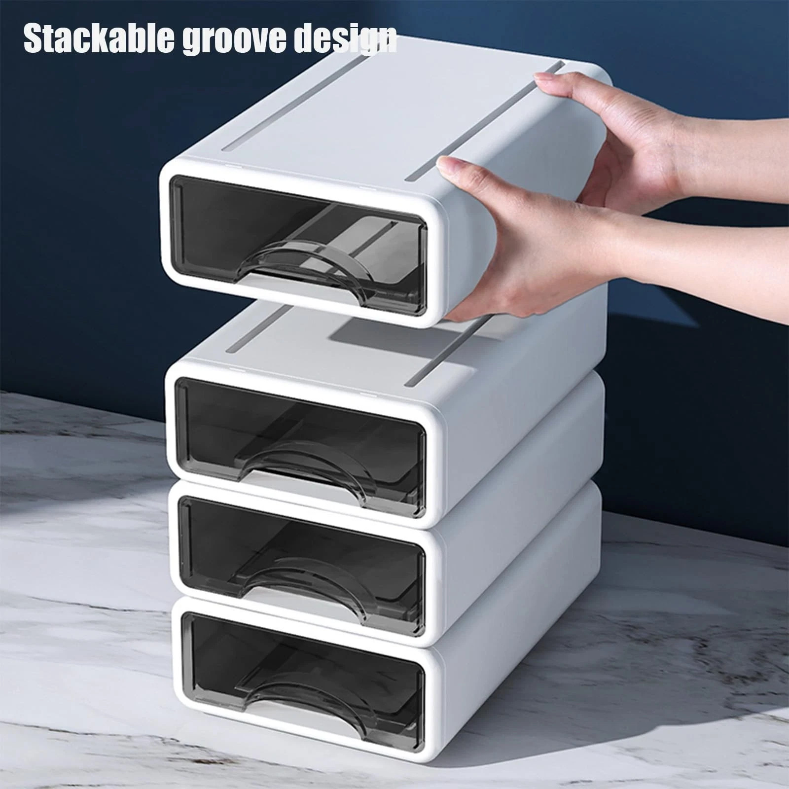 Desk Organizer with Drawers, Stackable Storage Drawers with Compartments Desk…
