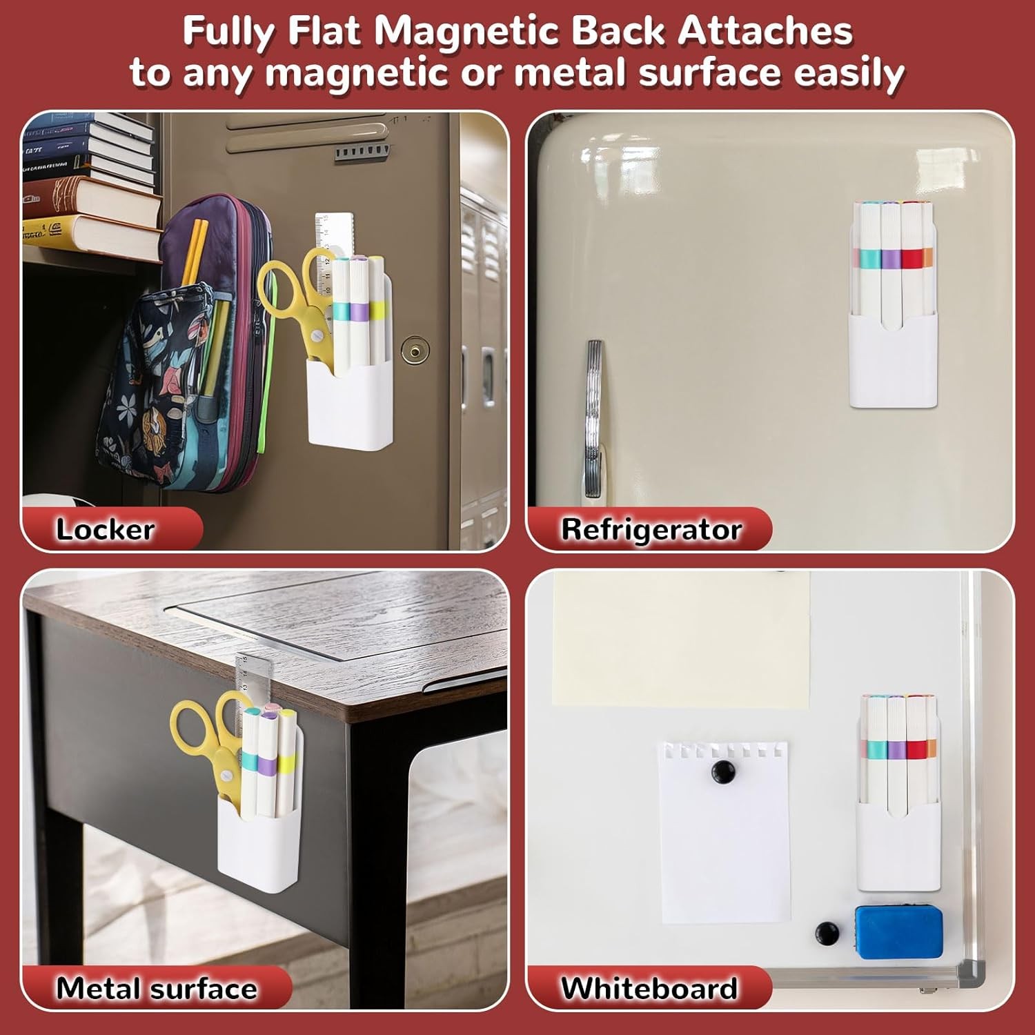 Magnetic Dry Erase Marker Holder for Office School Home Classroom Locker