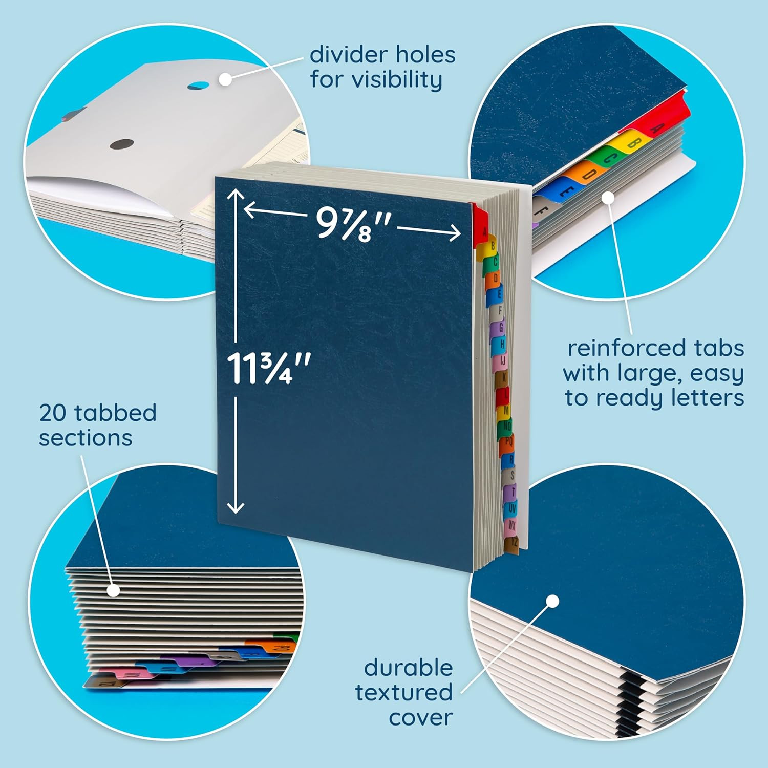 Expanding Desk File Sorter Organizer Letter Size with 20 A Z Dividers