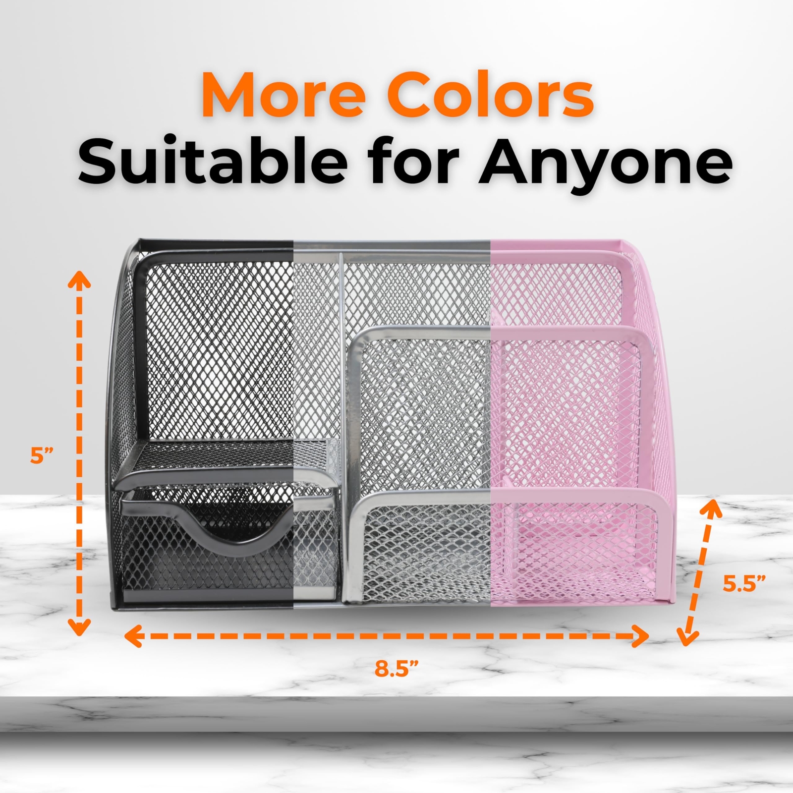 Mesh Desk Organizer – Office Desk Organizer with Sticky Notes – Desk Accessor…