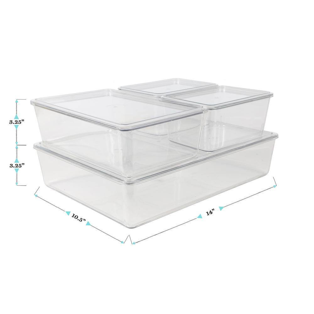 Clear Desk Organizer Set of 4 – 2 Small/1 Medium/1 Large