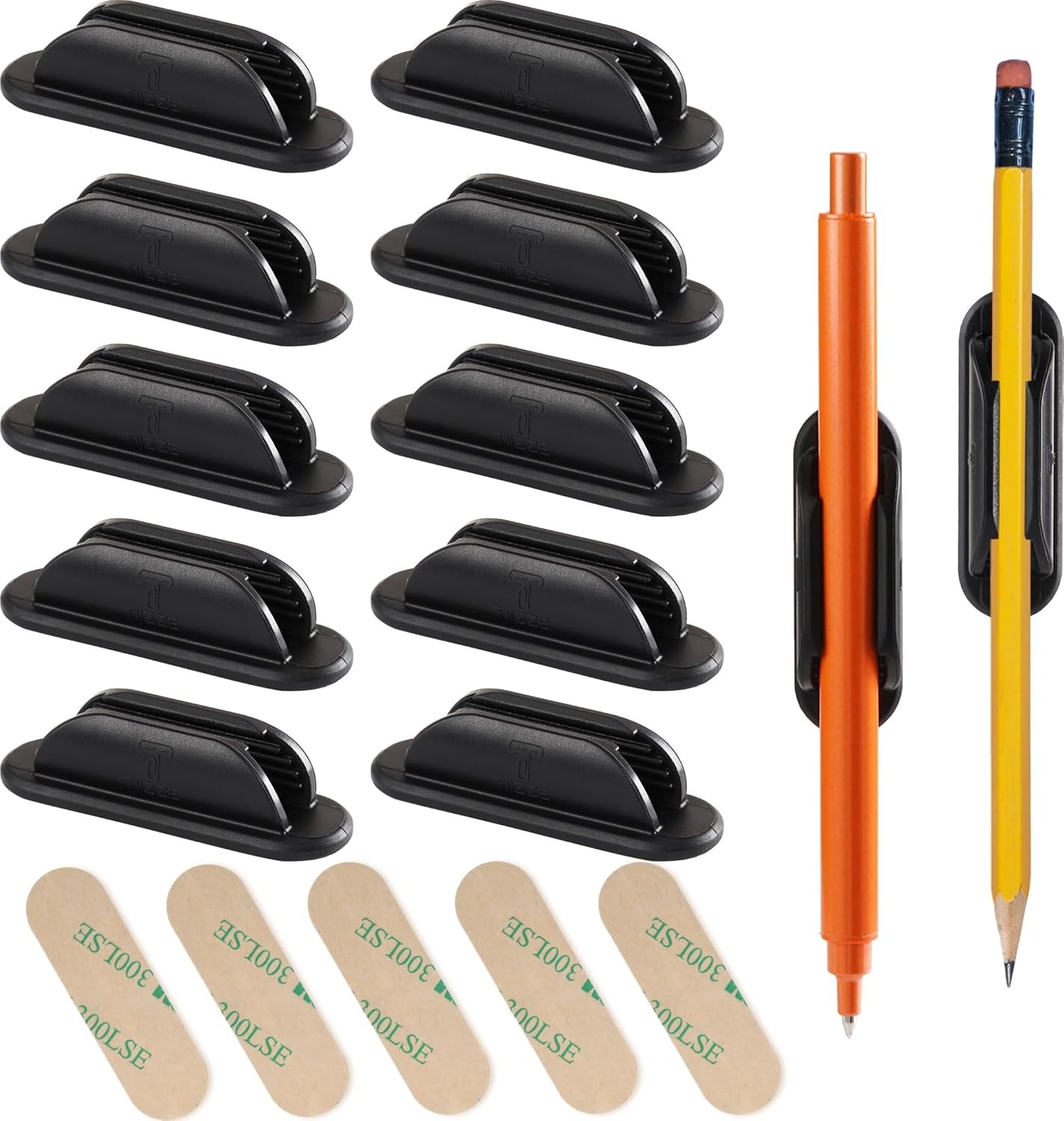 10 Pack Adhesive Pencil Holder for Desk, Silicone Pen Holder for Wall, Clipboard