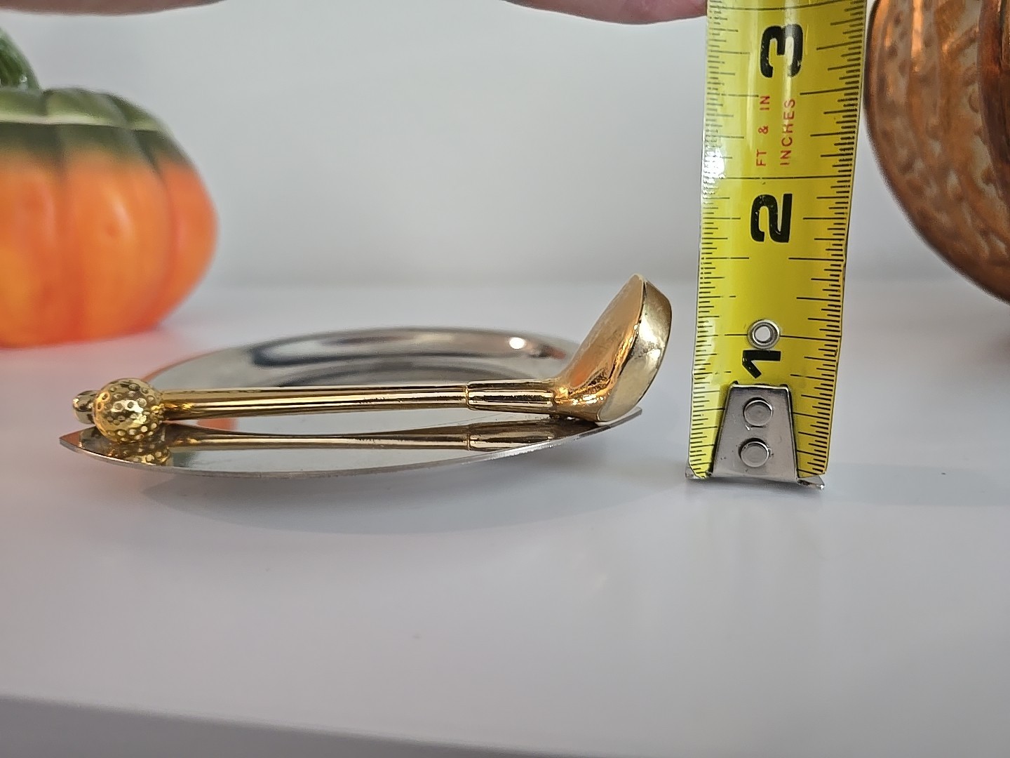 Vintage Desk Set Letter Holder Silver Brass Coin Trinket Dish Golf Bag Club Ball