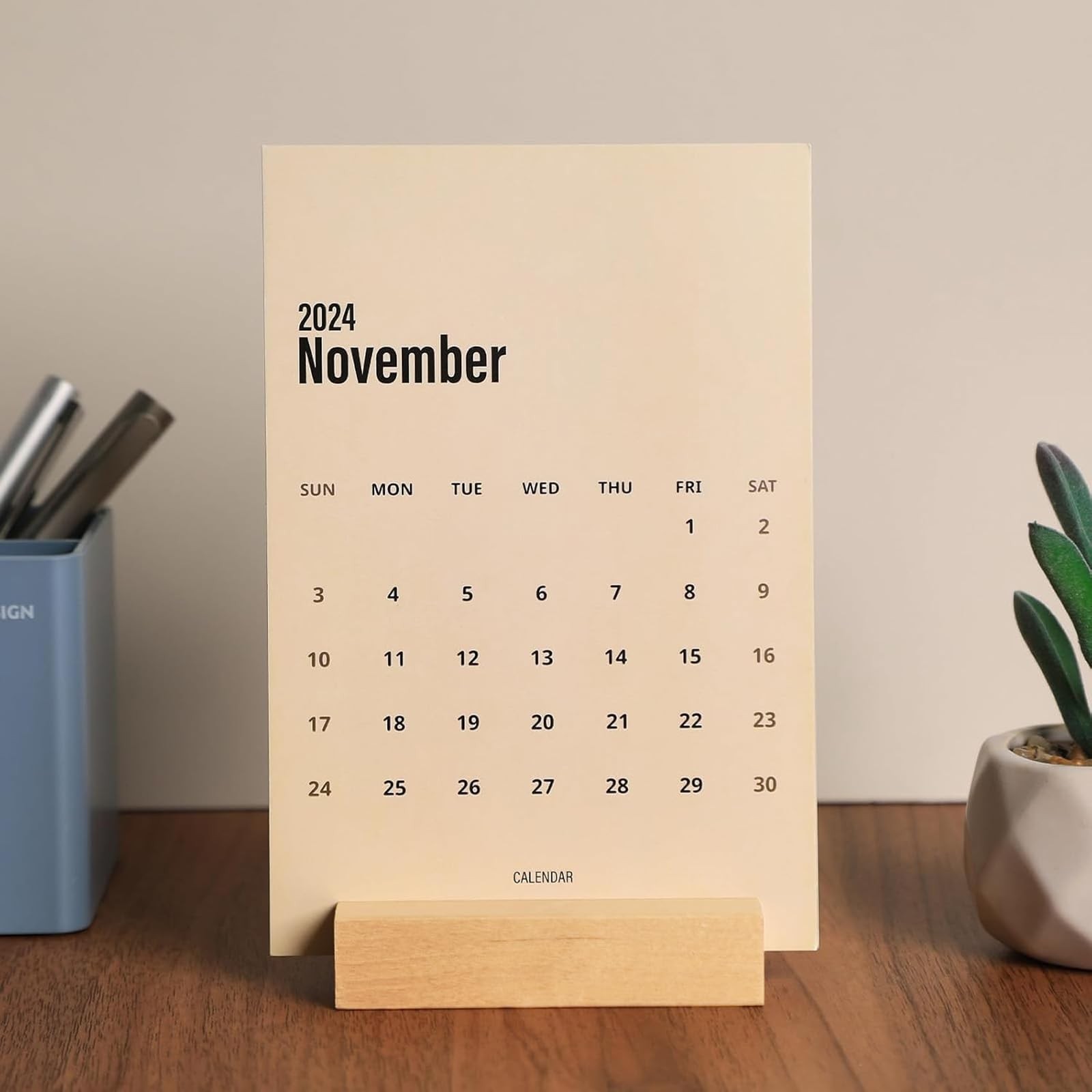 2 PCS 3.5″ Birch Wood Stand Block Base Cardstock Holder Desk Calendar