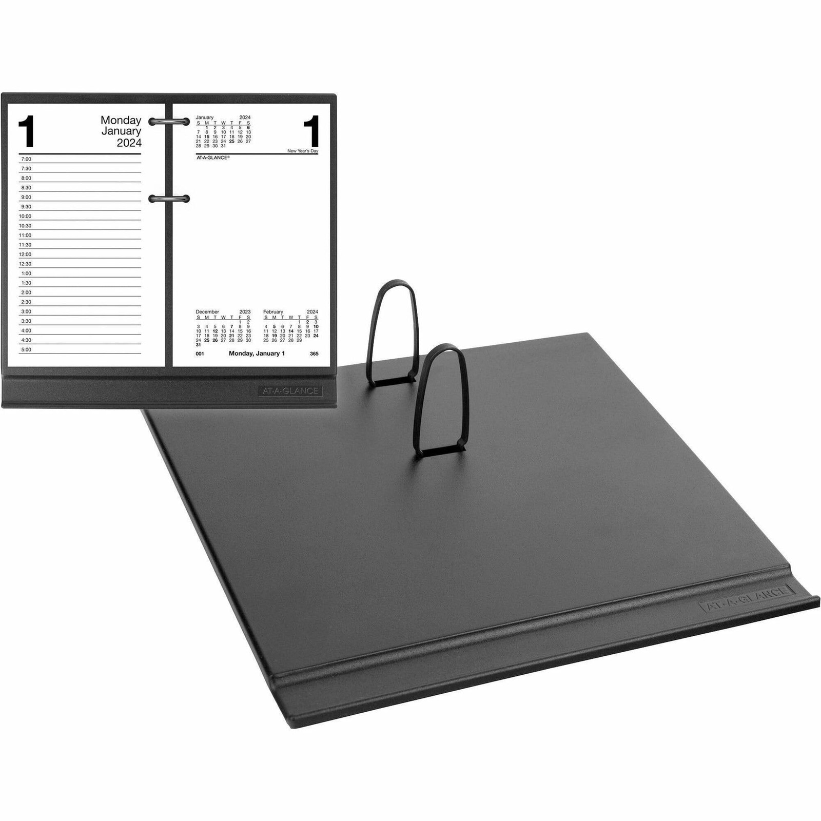 E1700 Black LooseLeaf Desk Calendar Base Fits 3.5×6 Inch Page Size