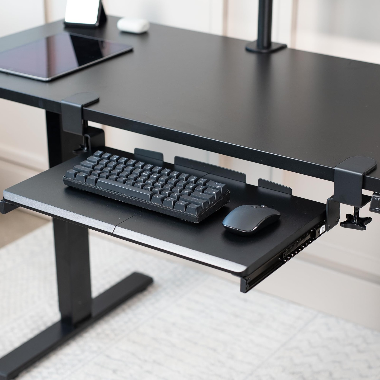 VIVO Small Keyboard Tray, Under Desk Pull Out with Extra 20 inch, Black
