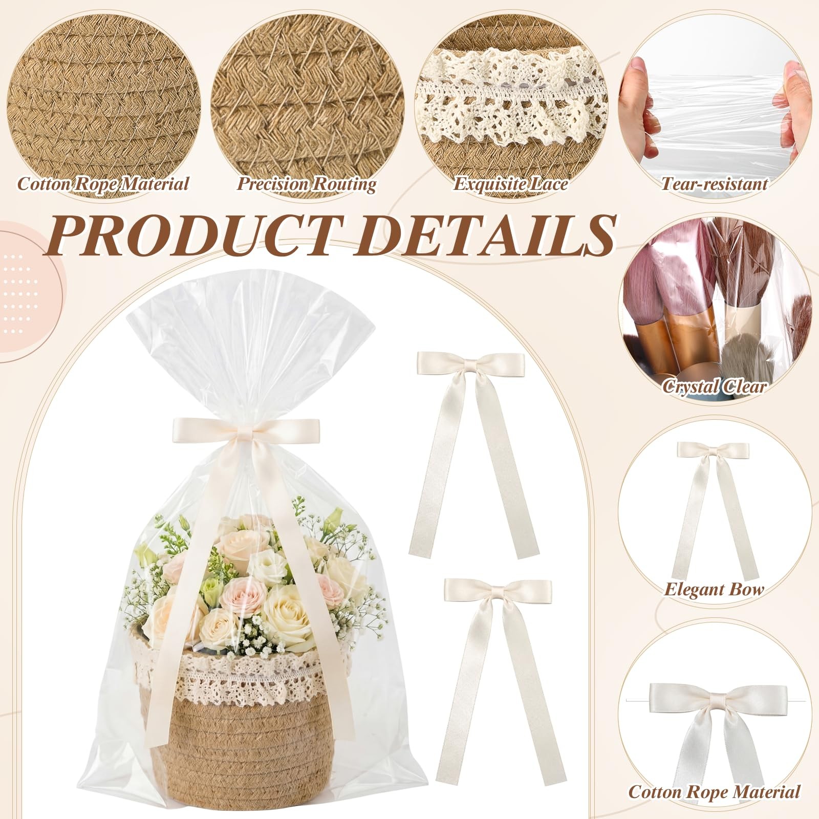 3 Pcs Small Woven Basket, Empty Gifts Basket with 1 count (Pack of 3), Khaki