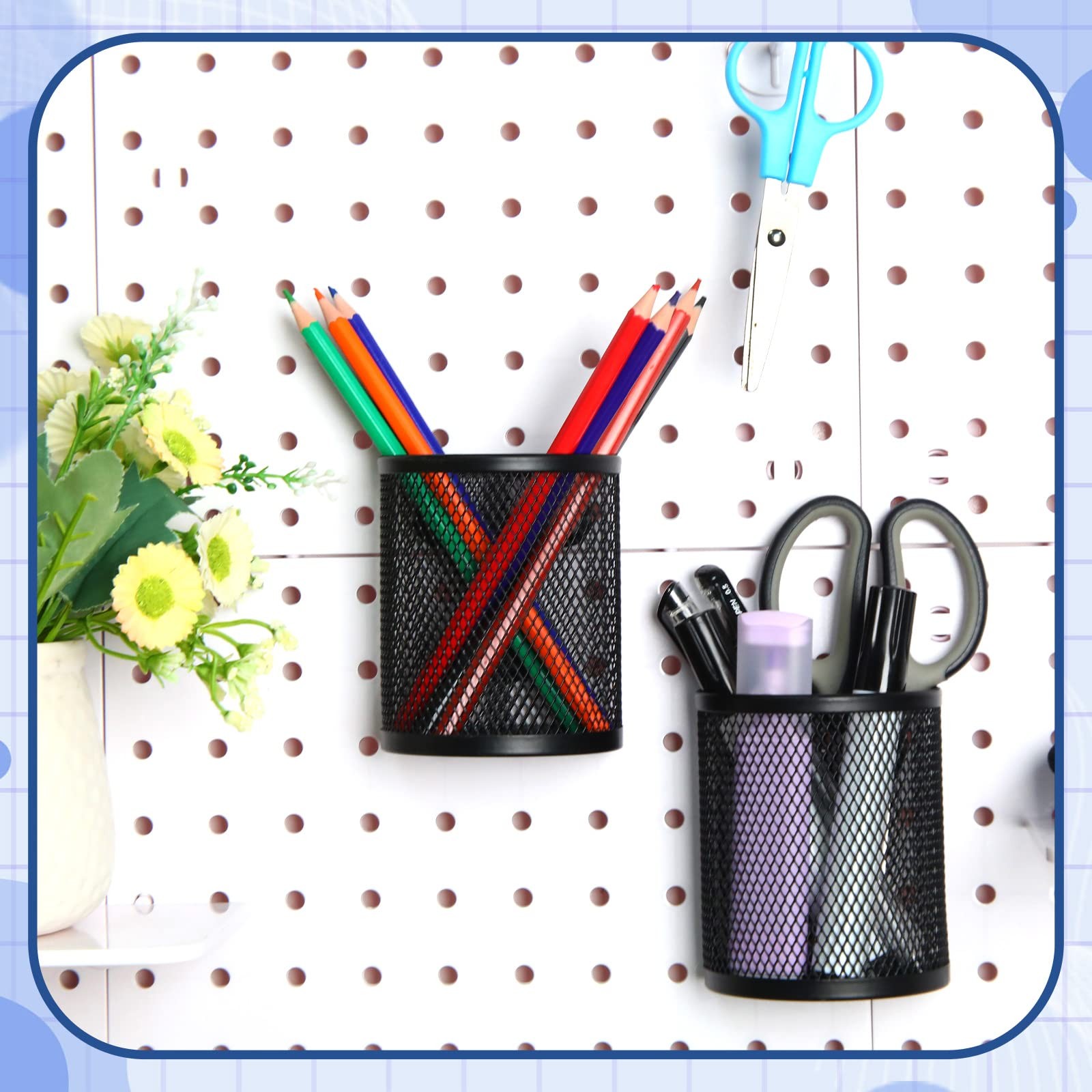 12 Pcs Black Magnetic Pen Pencil Holder with 3 Magnets Magnetic Marker Holder…