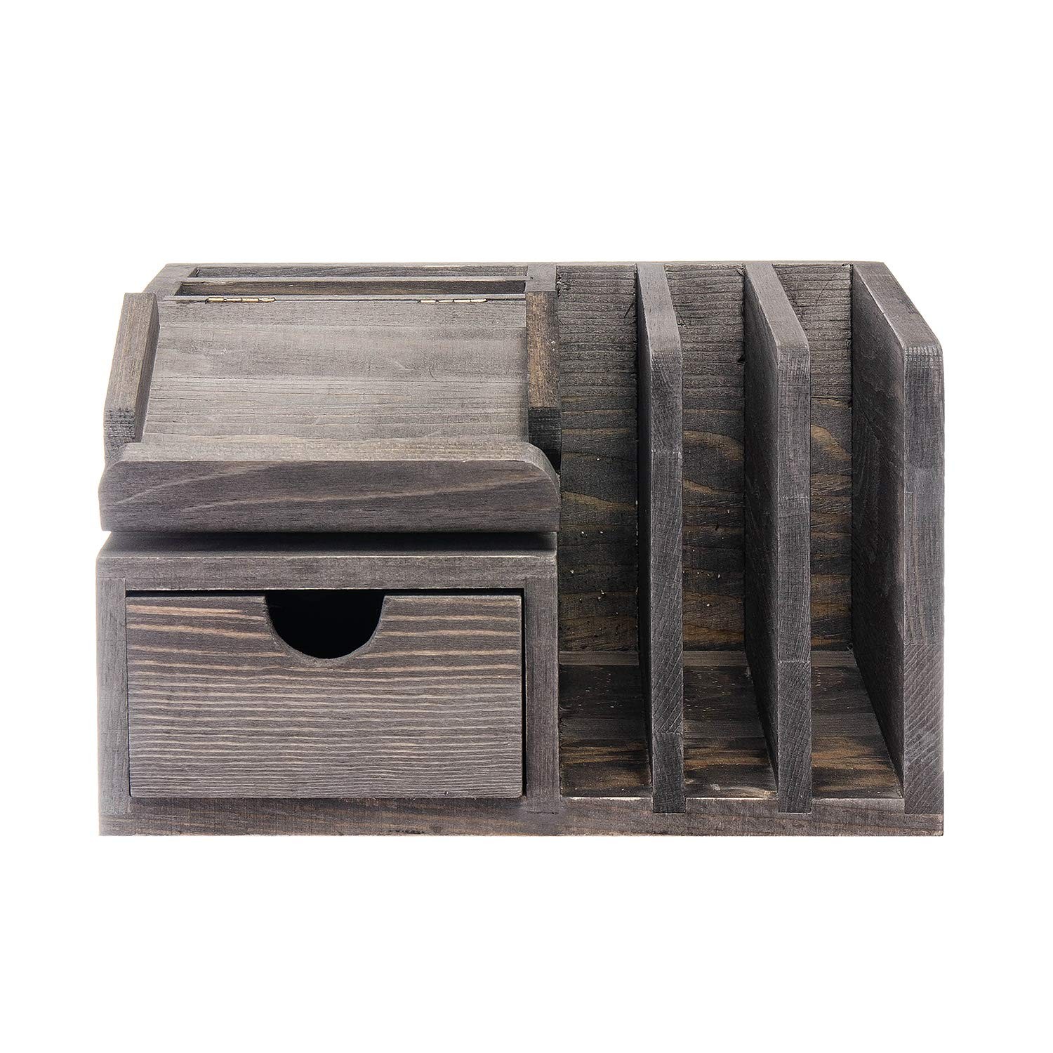 Liry Products Gray Rustic Wood Desk Organizer Storage Cabinet File Sticky Not…