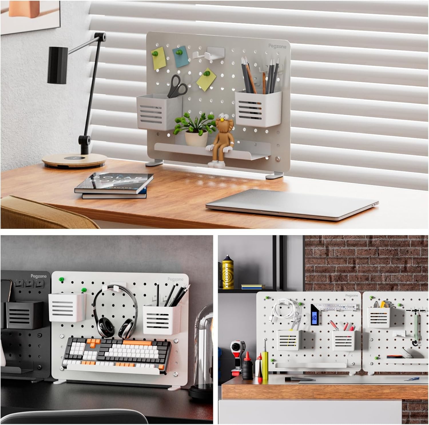 Clamp-on Desk Pegboard, Desk Organizer for Office Gaming Home, Magnetic Metal…