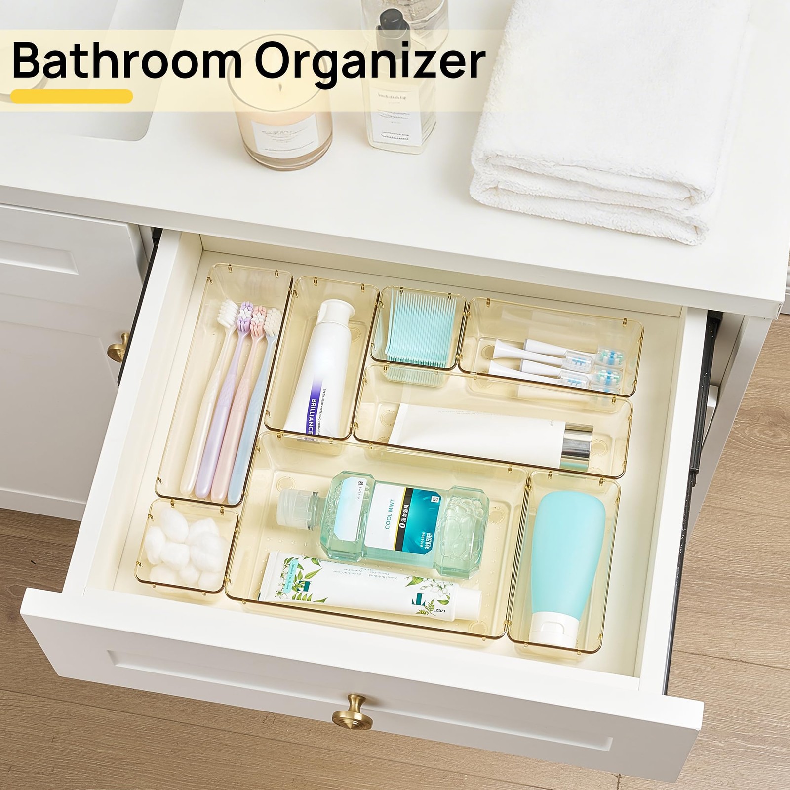 Vtopmart 25 PCS Clear Plastic Drawer 9 x 6 x 2 inches, Champagne