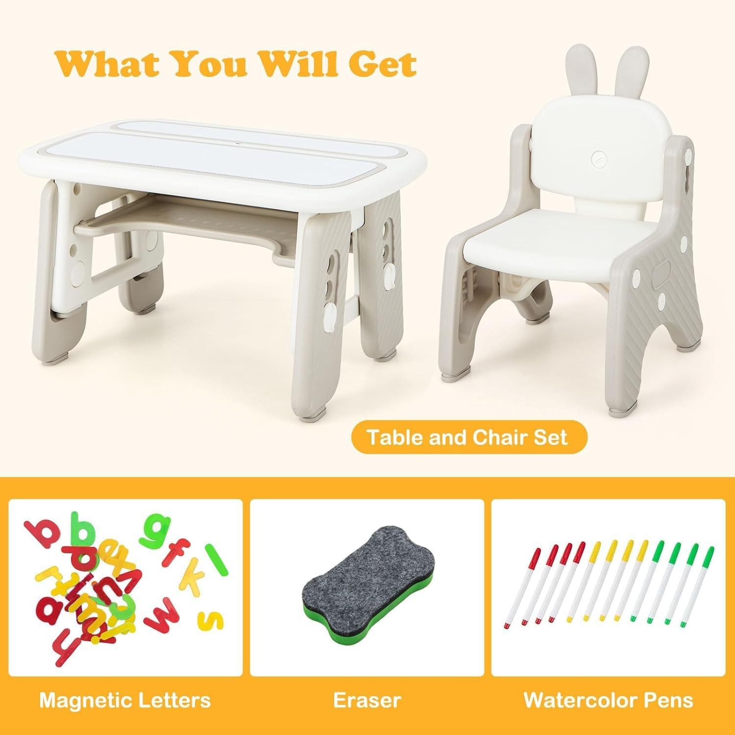 Kids Table and Chair Set, Activity Table with Magnetic Ding