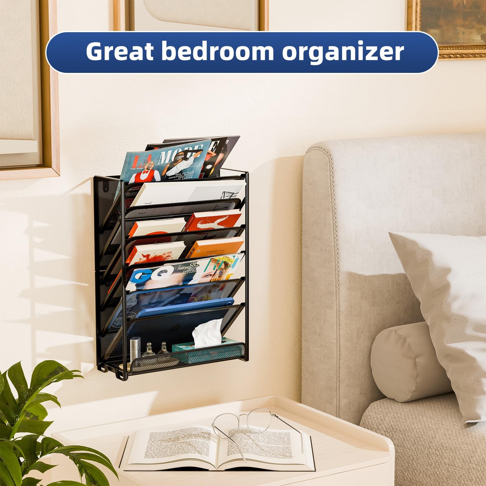Simple Trending Wall File Organizer, Mesh 4.5″D x 12.8″W x 16.5″H, Black