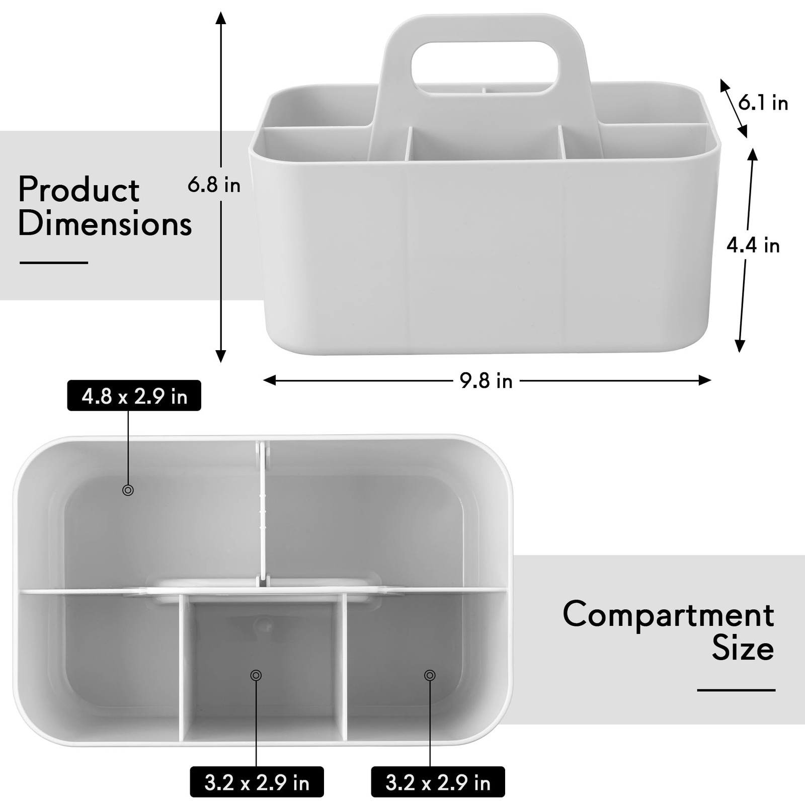 2 Pack Caddy Organizer With Handle Portable Plastic Caddy Storage Organizer For