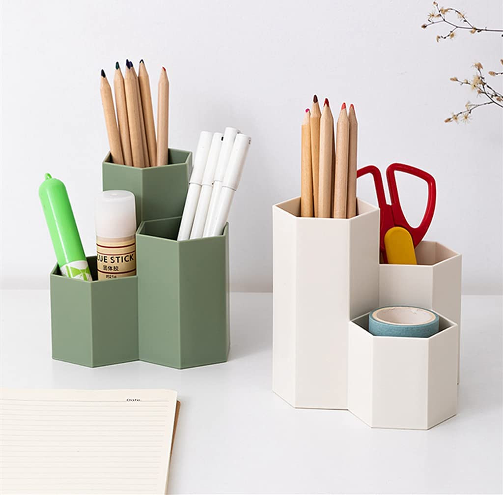 Green Triangular Pen Holder Desk Organizer Pencil Cup Office School Home