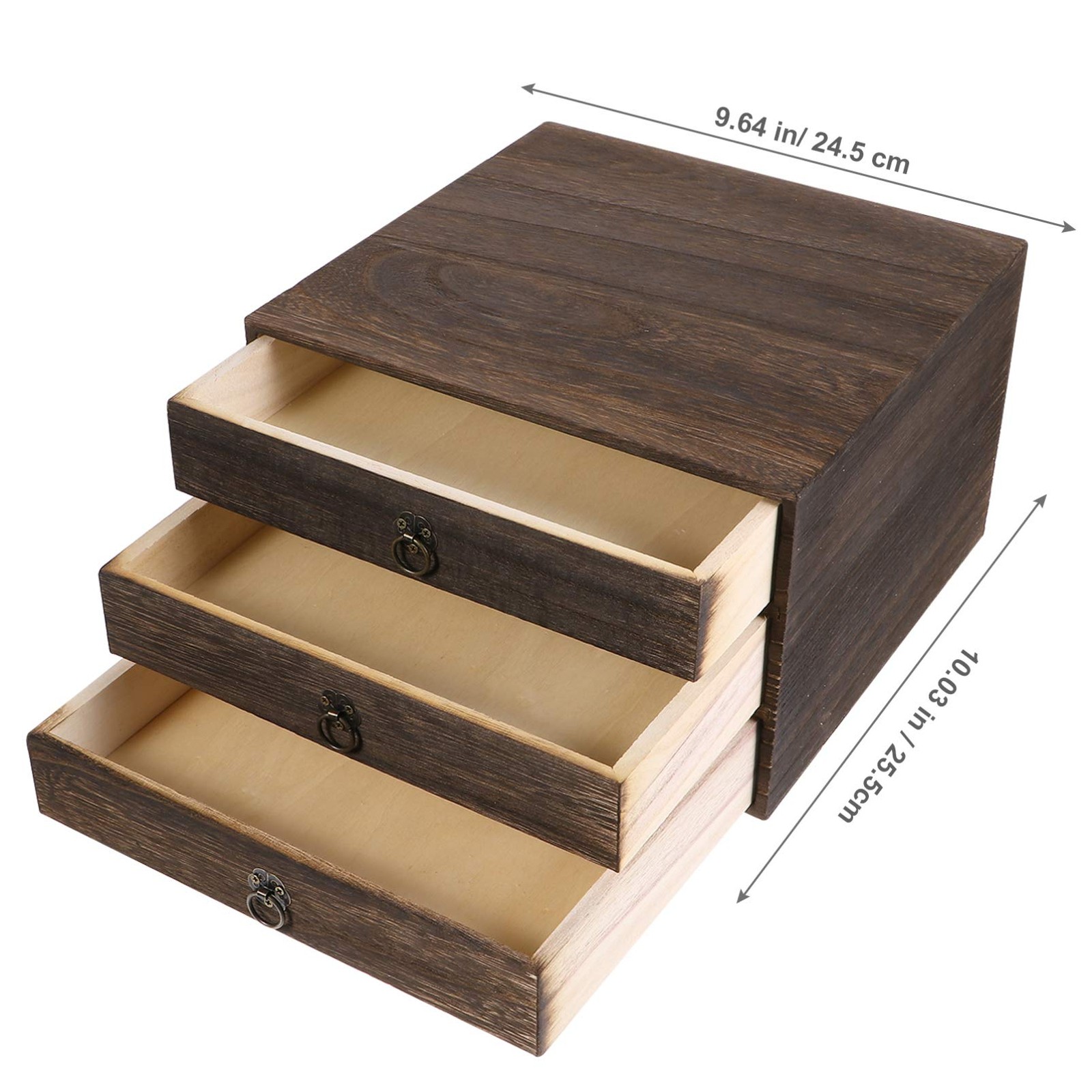 Cabilock Solid Wood Desktop Drawer Organizer with 25.5X24.5X15.5CM, 3 Tier