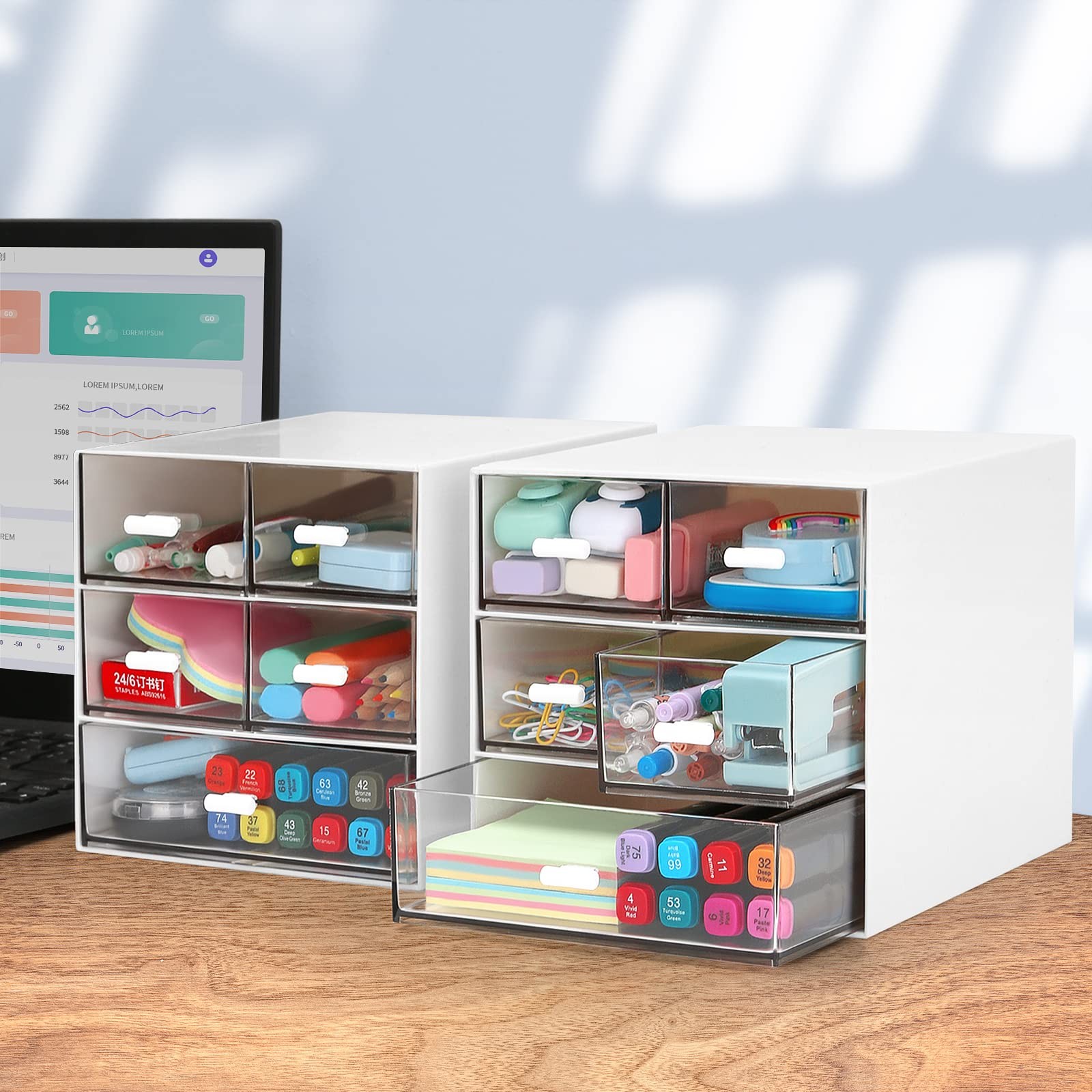 Desk Organizer with 5 Drawers, Rectangular Office Stationery Supplies Desktop…