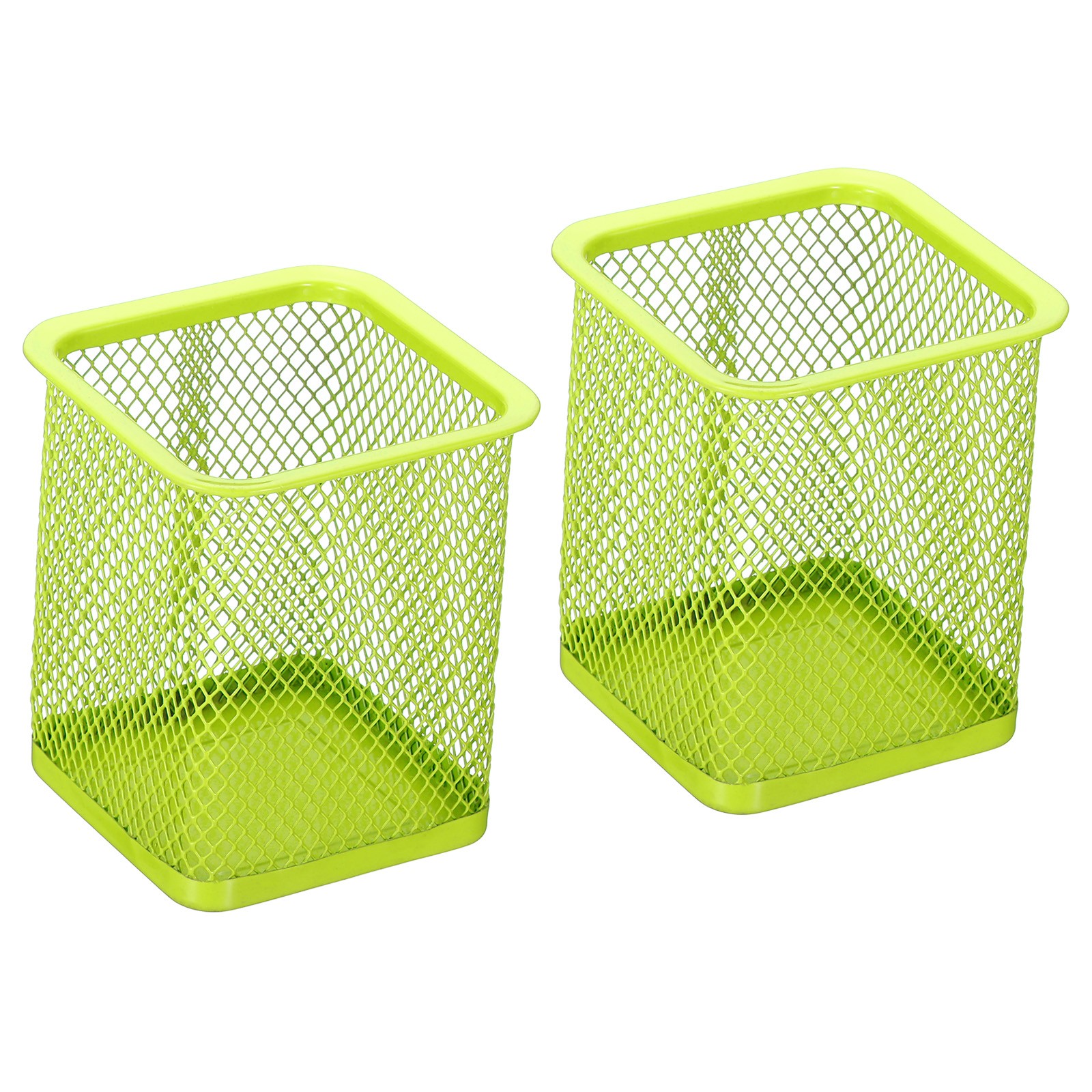 Mesh Pen Holder Pencil Holder Pencil Basket Pen Cup Organizer Square, Green 2pcs