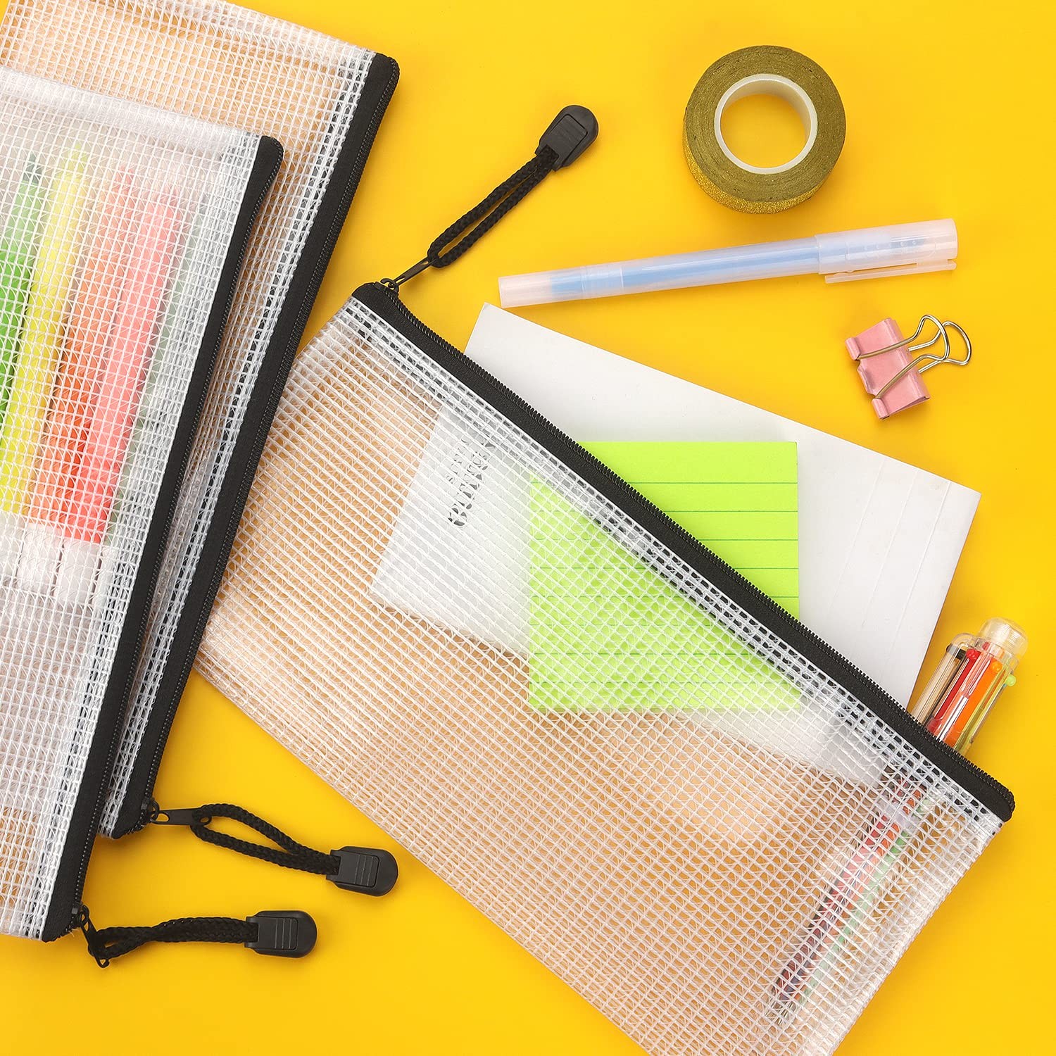 10 Pack A6 Mesh Pencil Pouch Waterproof Bags Zipper Pouch for Classroom School