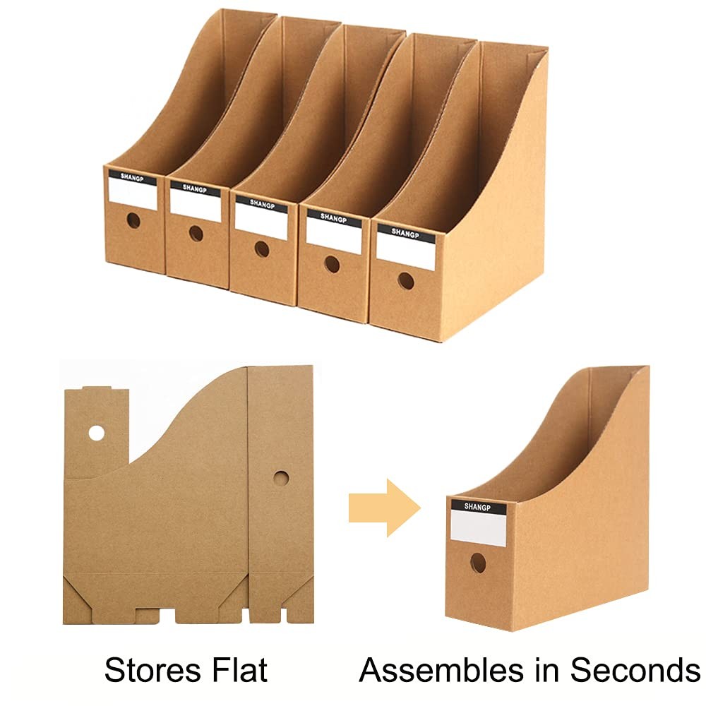Foldable Desk File Holder Organizer Sturdy Cardboard Magazine Storage Box Doc…