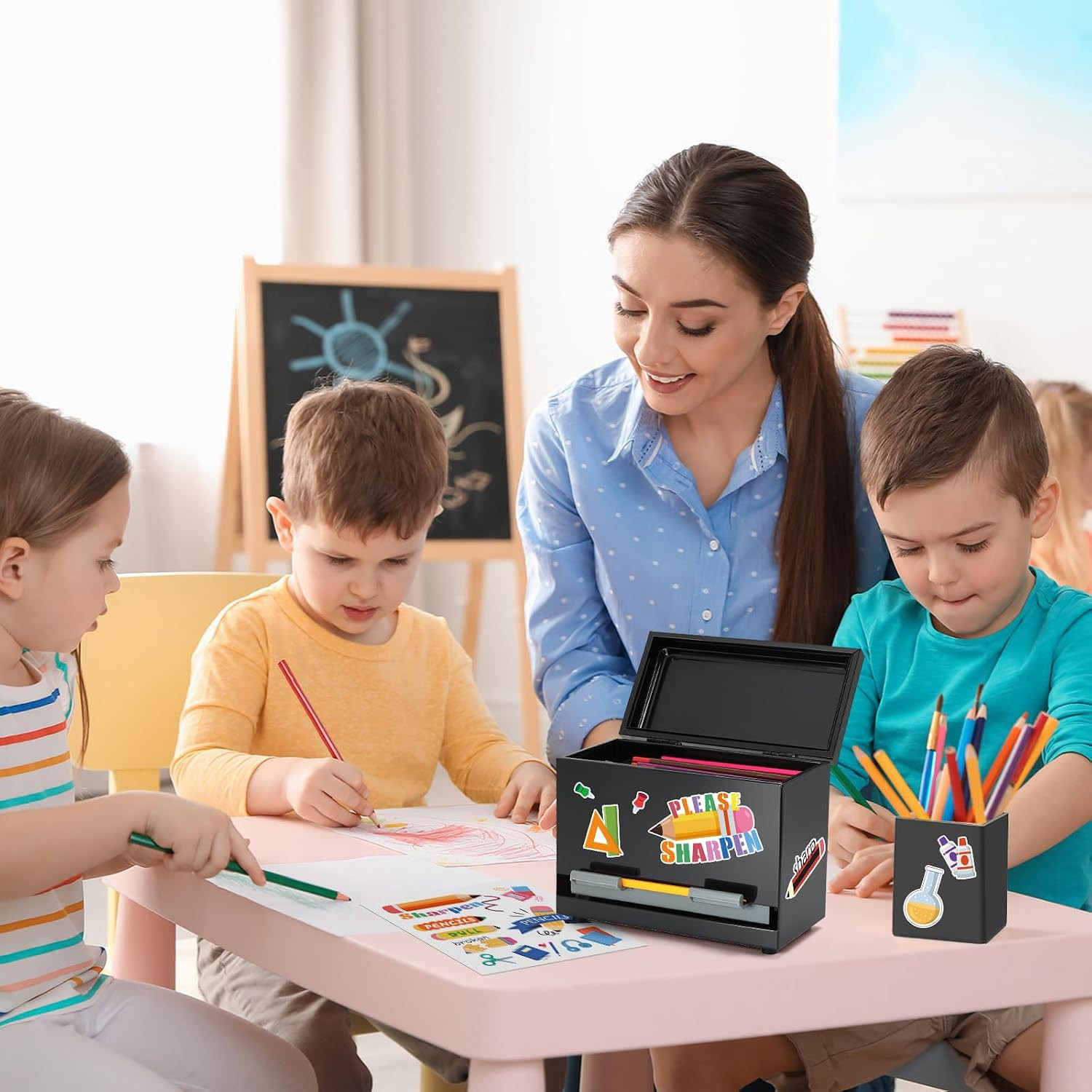 Pencil Dispenser for Classroom Stainless Steel Pencil Holder for Desk, Pencil Di
