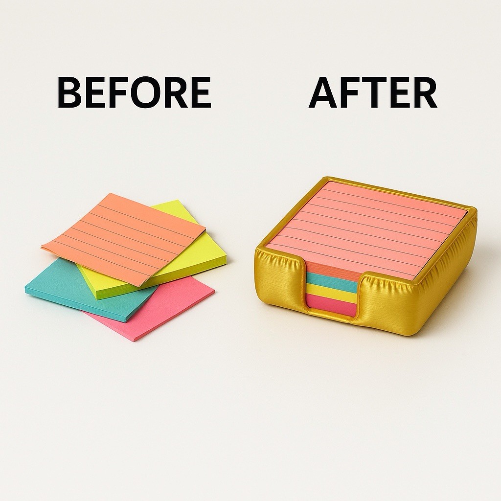 3D Printed Gold Sticky Note Holder Desk Organizer Fits 3×3 Notes Modern Office