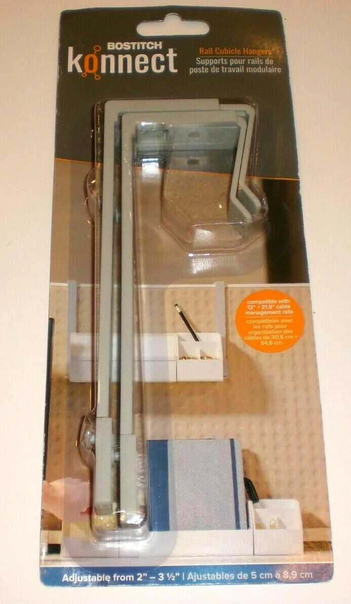 Bostitch Konnect Rail Hanger Cubicle Hangers Adjustable from 2″ -3 1/2″ 2/pack
