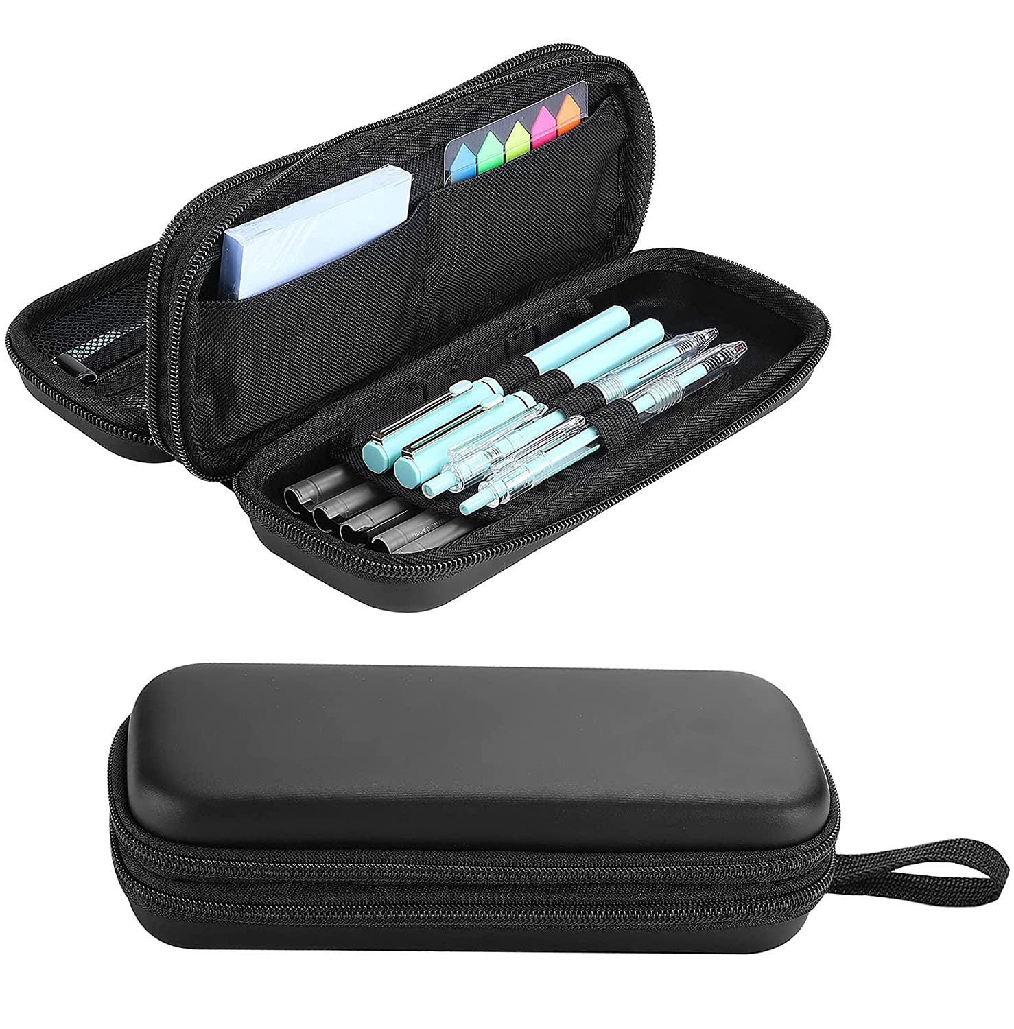 Large Pencil Pouch, 2 Layer EVA Organizer, Office , Black