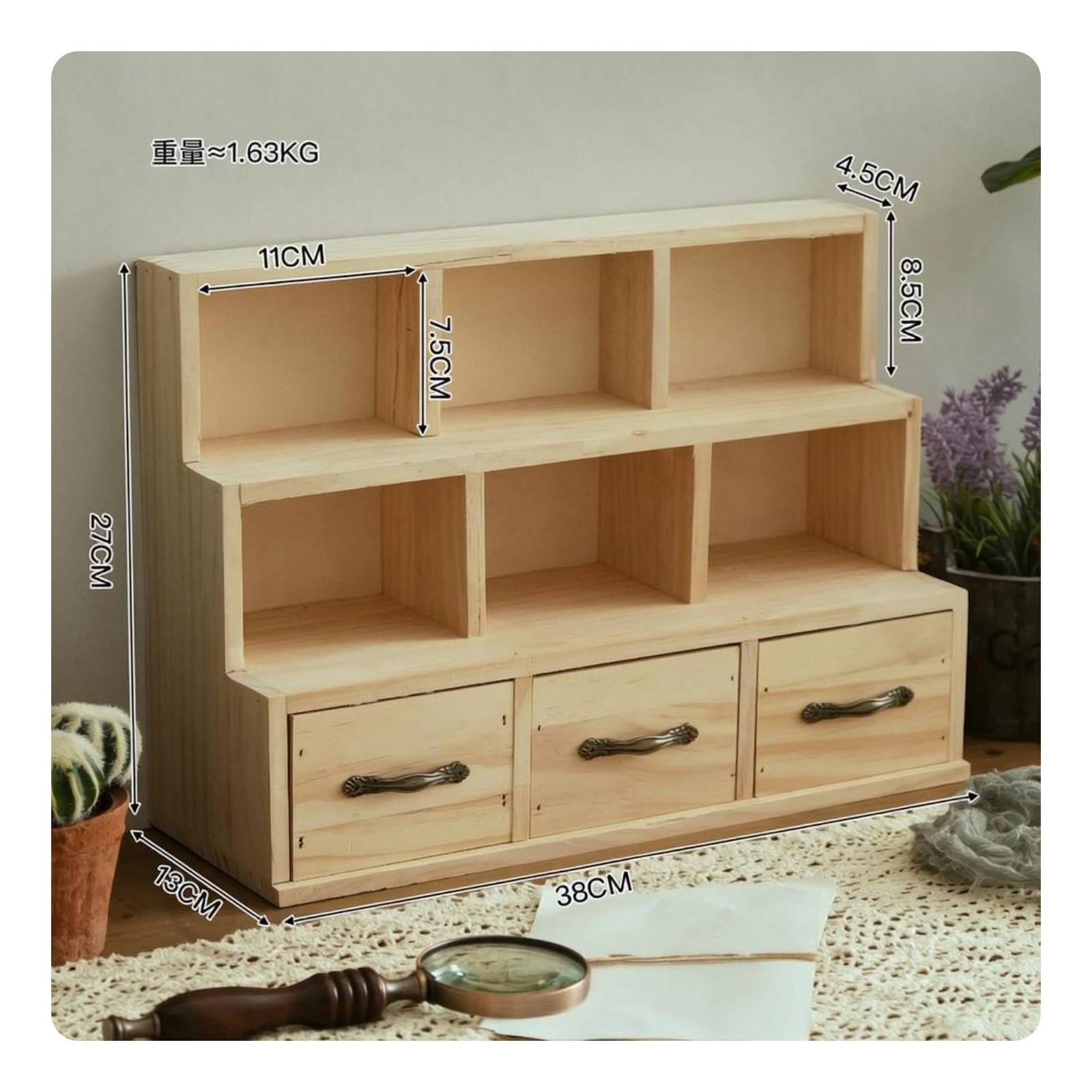 Wooden Desktop Cabinet Space Saving Desktop Storage Cabinet Sleek Texture