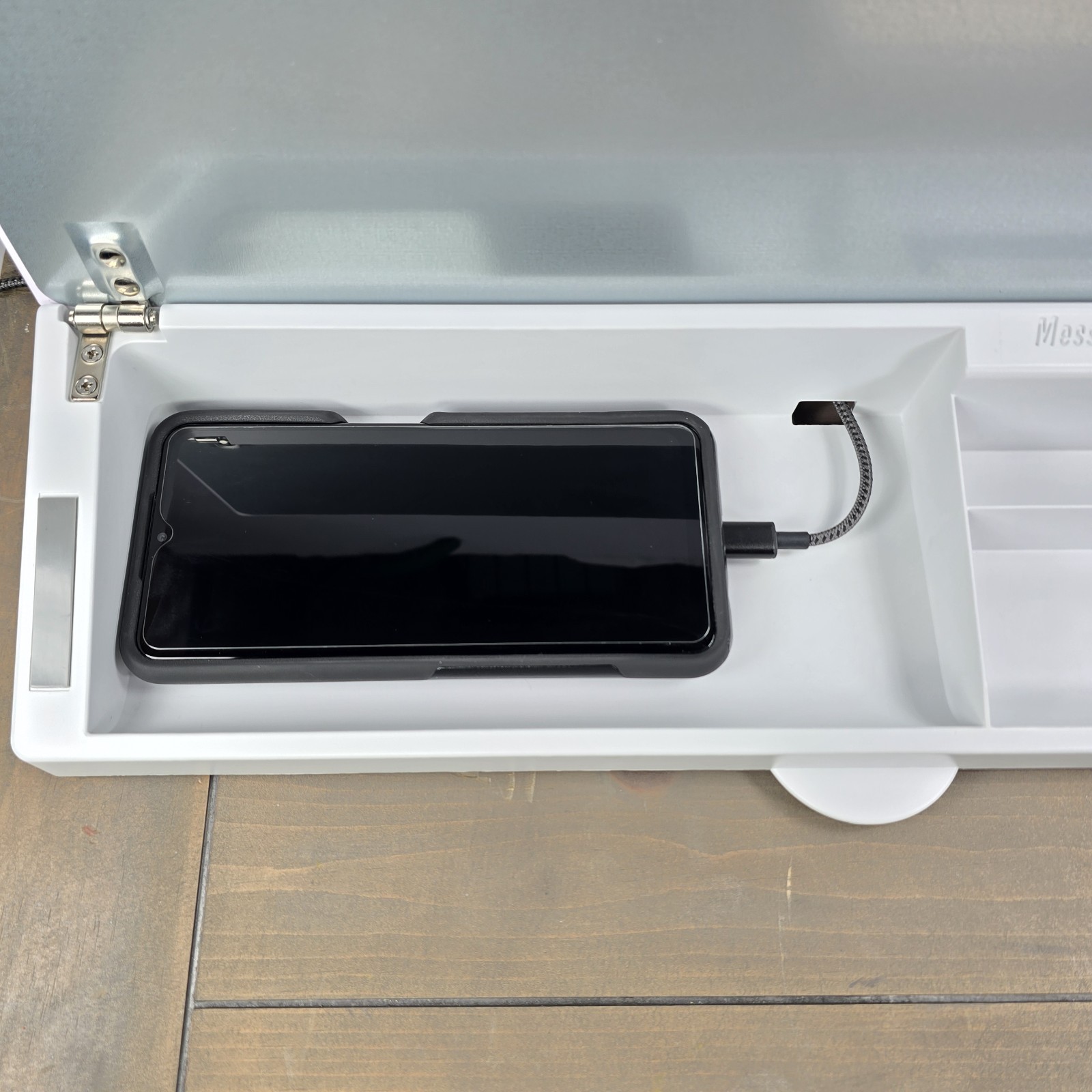MessageStor Write & Store Glass Desktop Whiteboard and Organizer, 18″ x 6.5″