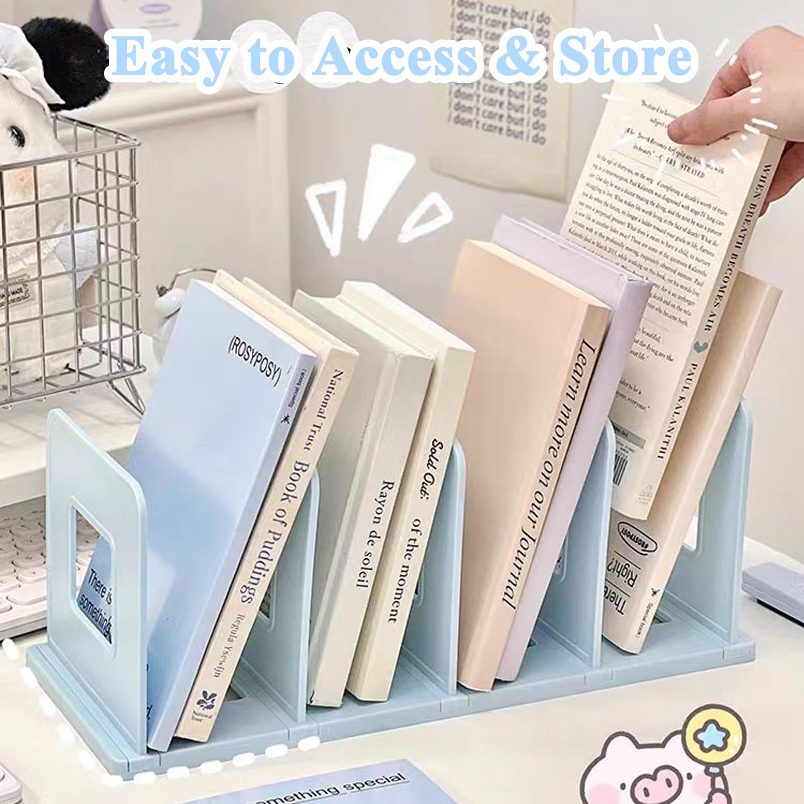 Desk File Sorter Vertical Desktop File Folder Organizer 4 Section Plastic Boo…
