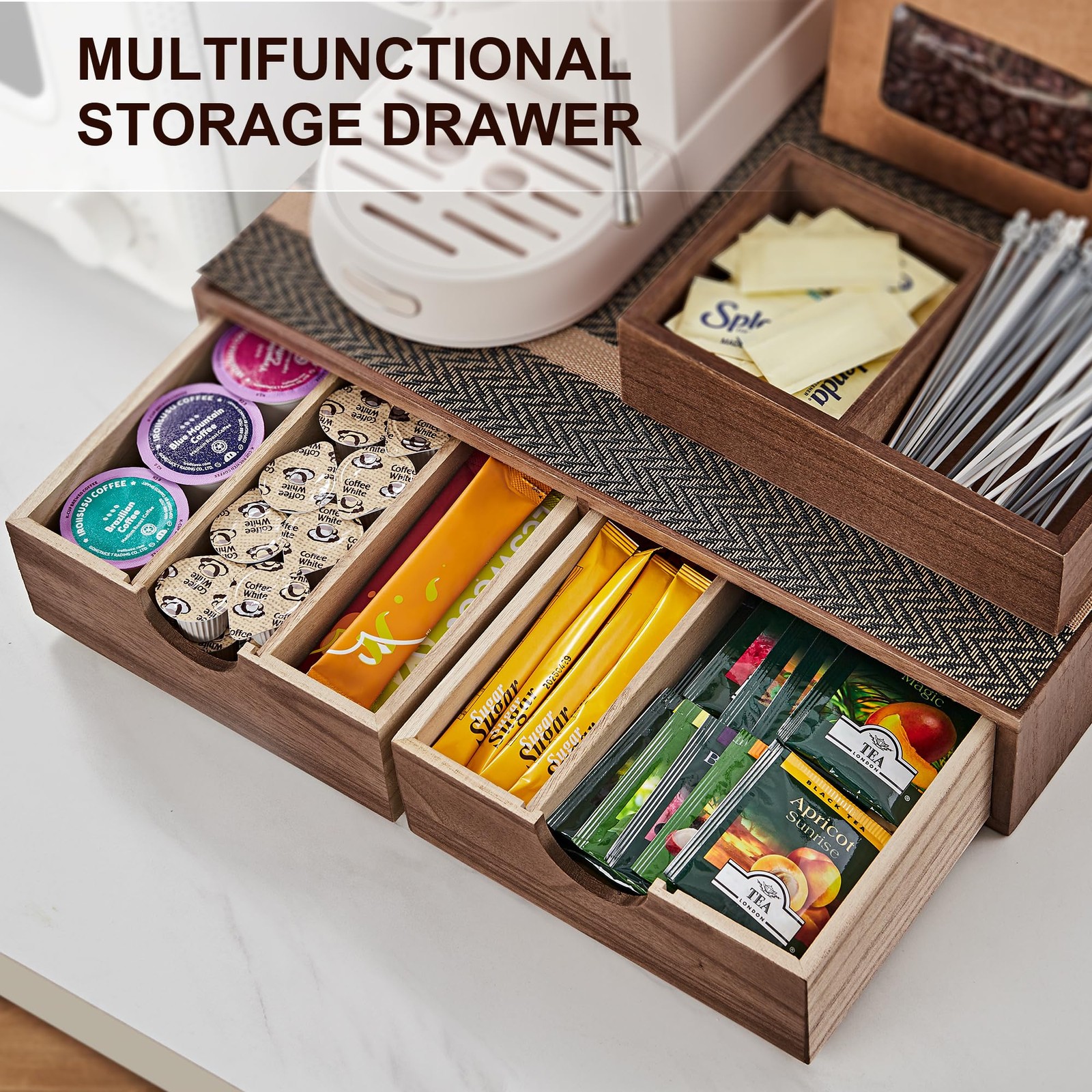 SMARTAKE Wooden K Cup Organizer Coffee Pod 15.3 x 12 x 3.1 inches, Wood