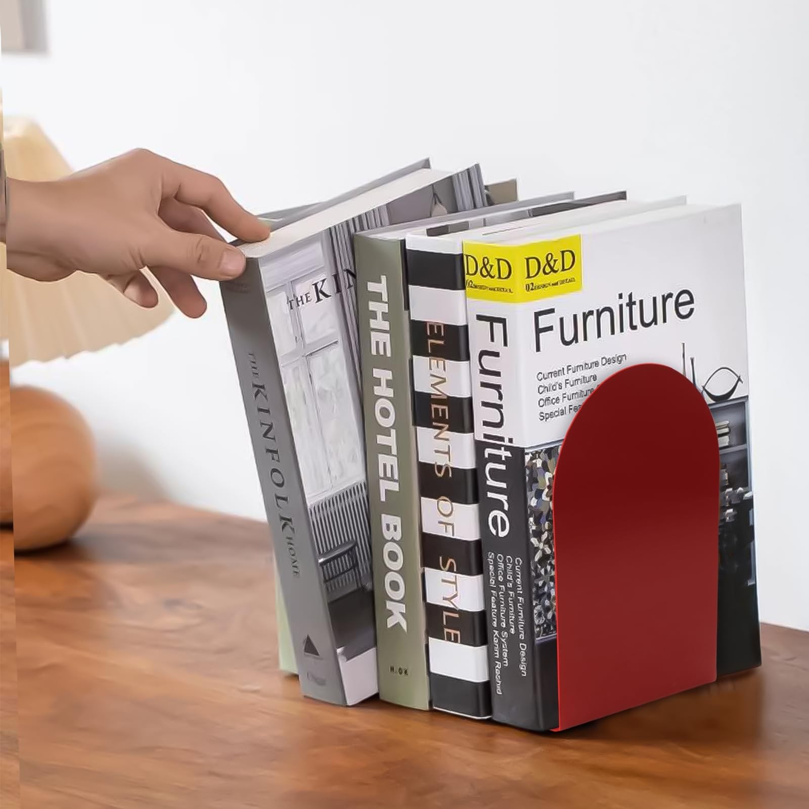 Lulonpon 8 Pieces Book Ends, Bookends, Books Stand, Metal Bookend for Red