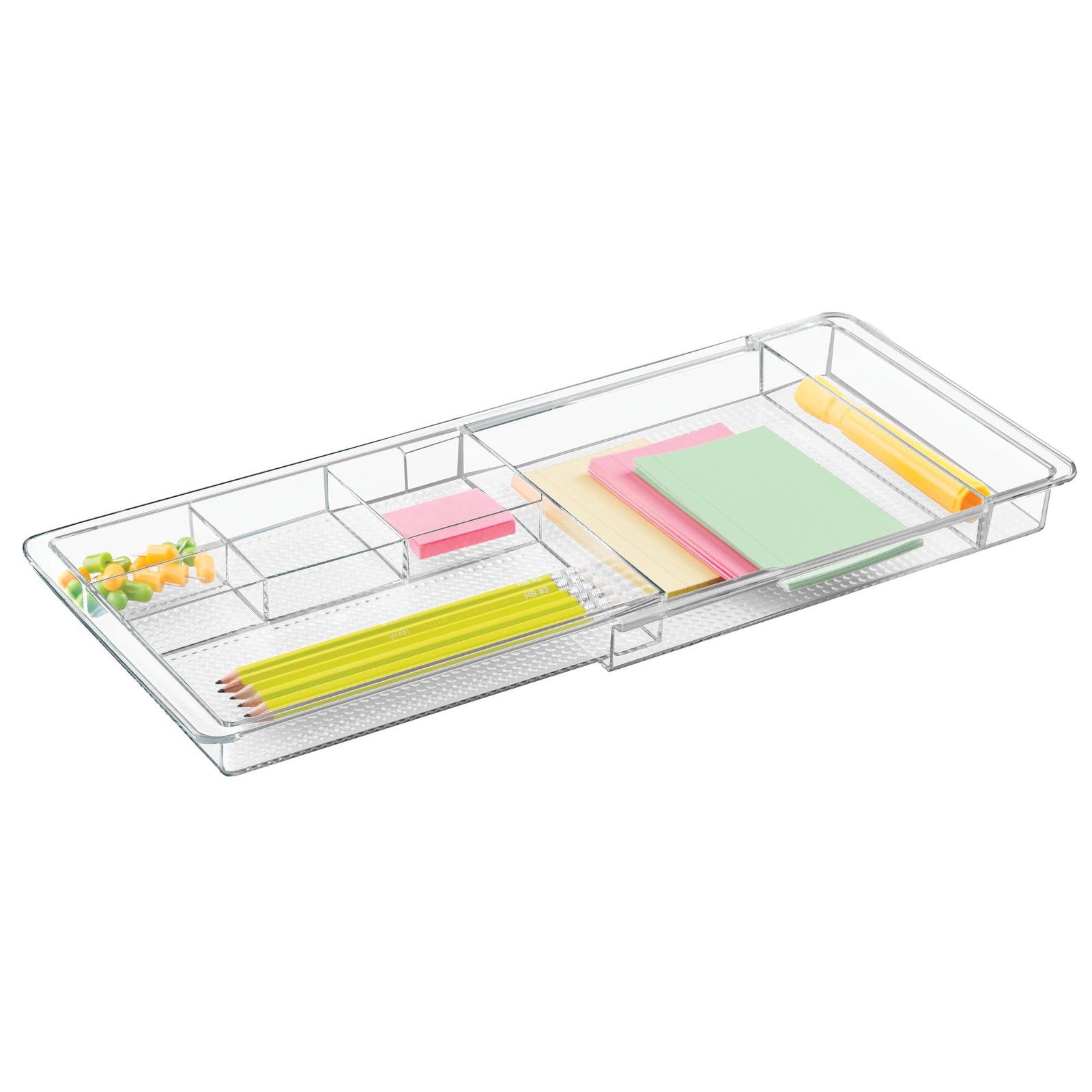 iDesign Expandable Makeup Drawer Organizer, Extends up to 18.5 Inches, Clear
