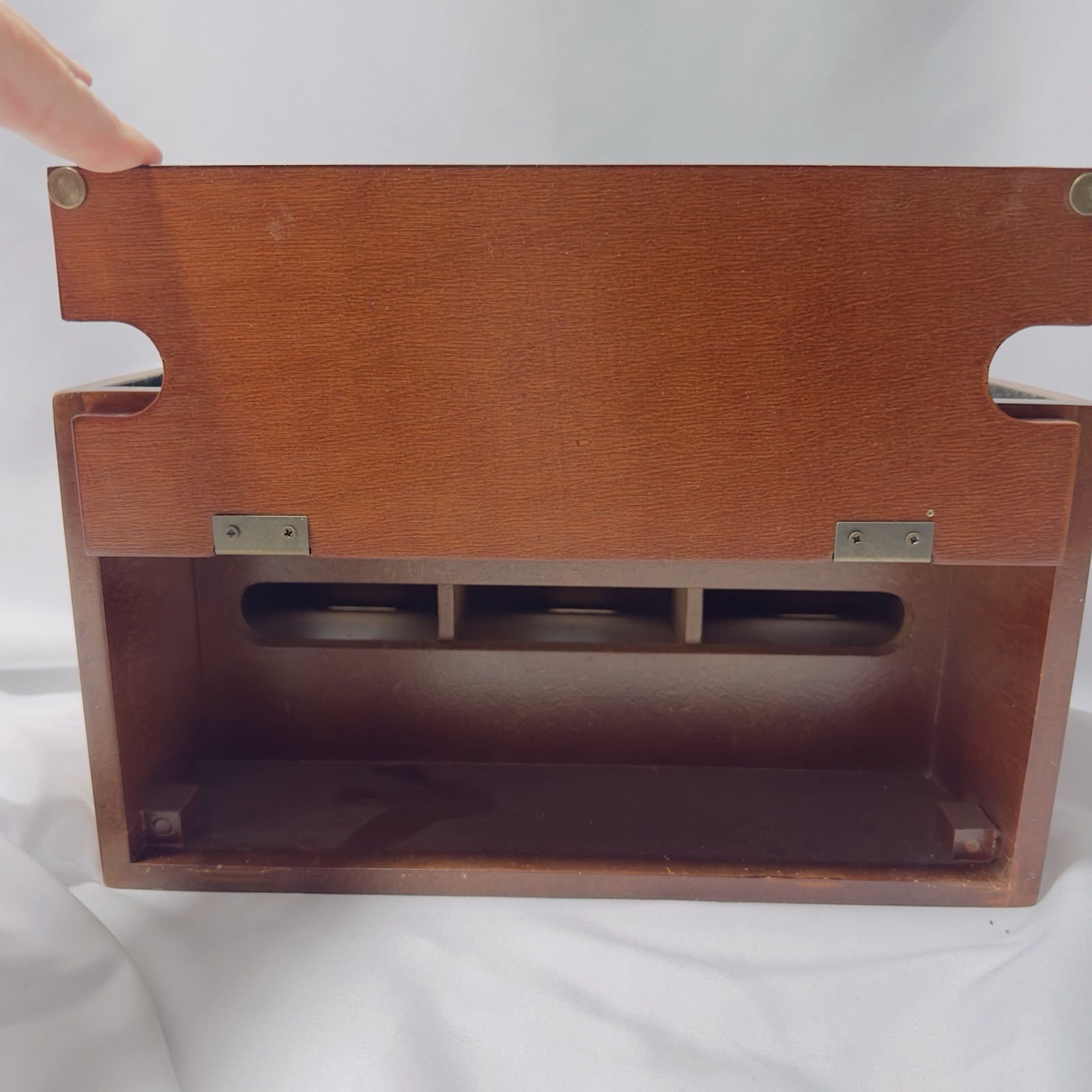 Vtg Wooden Office Desk Top Organizer Stationary 2 Drawer 5 Slots Felt Lined