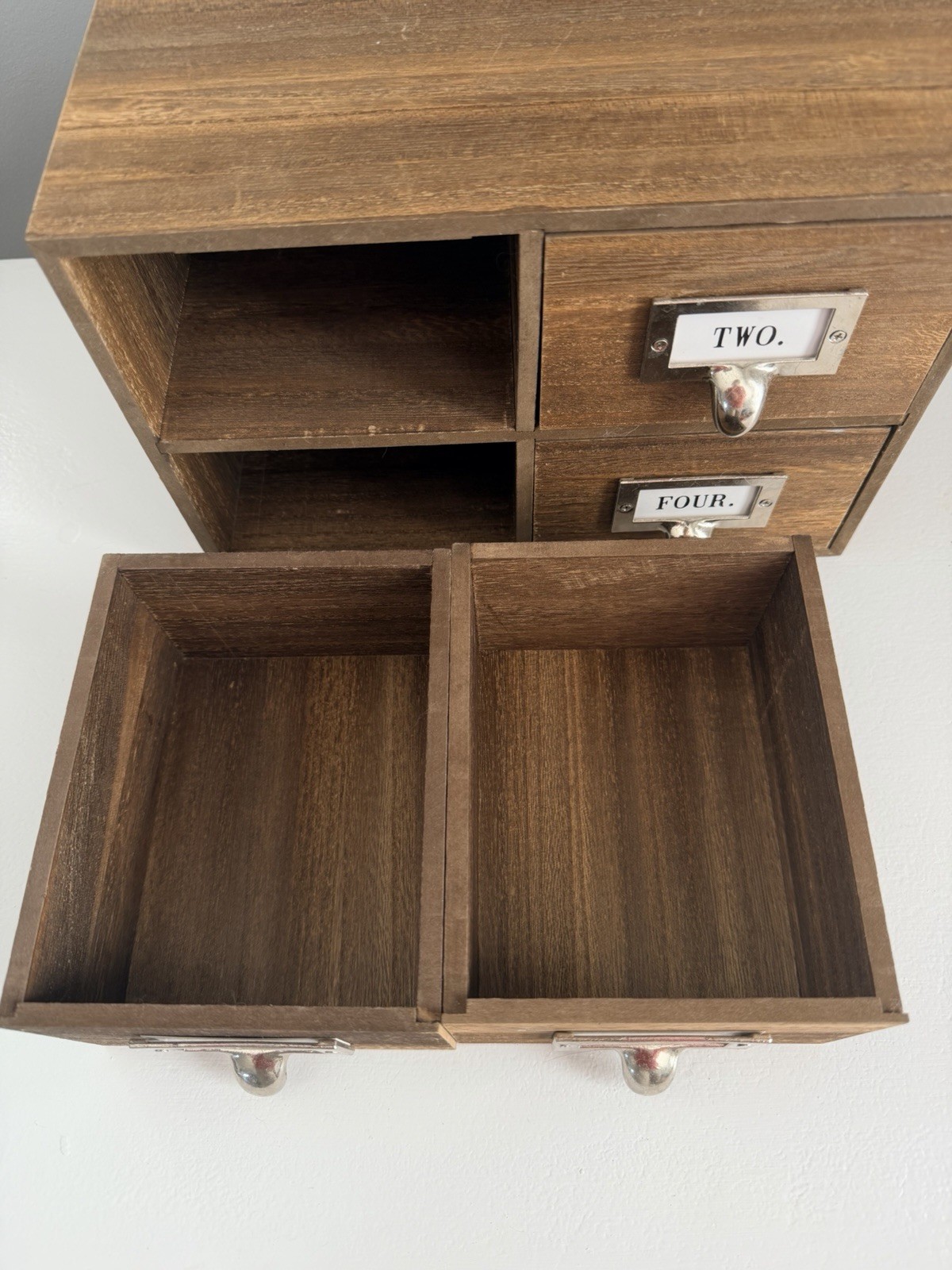 Desk Organizer with Drawers Wooden Desktop Storage Cabinet Storage Box, 4 Drawer