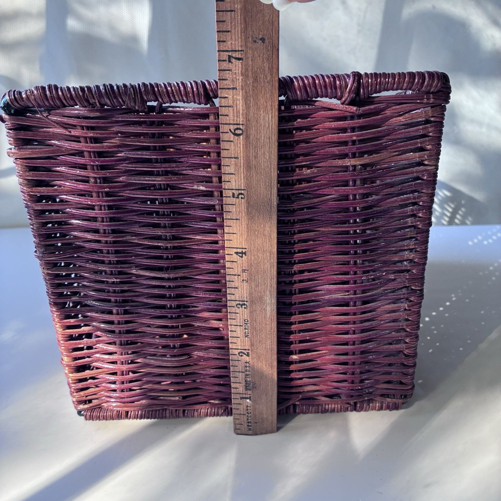 Vintage Wicker Rattan Desk Caddy Organizer Mail Holder Boho Retro Cottage