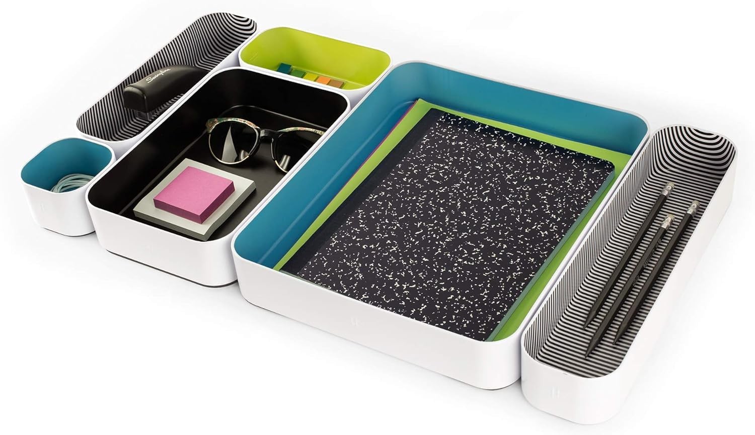 6 Piece Metal Organizer Tray Set for Storing Makeup, Stationery, Utensils, an…