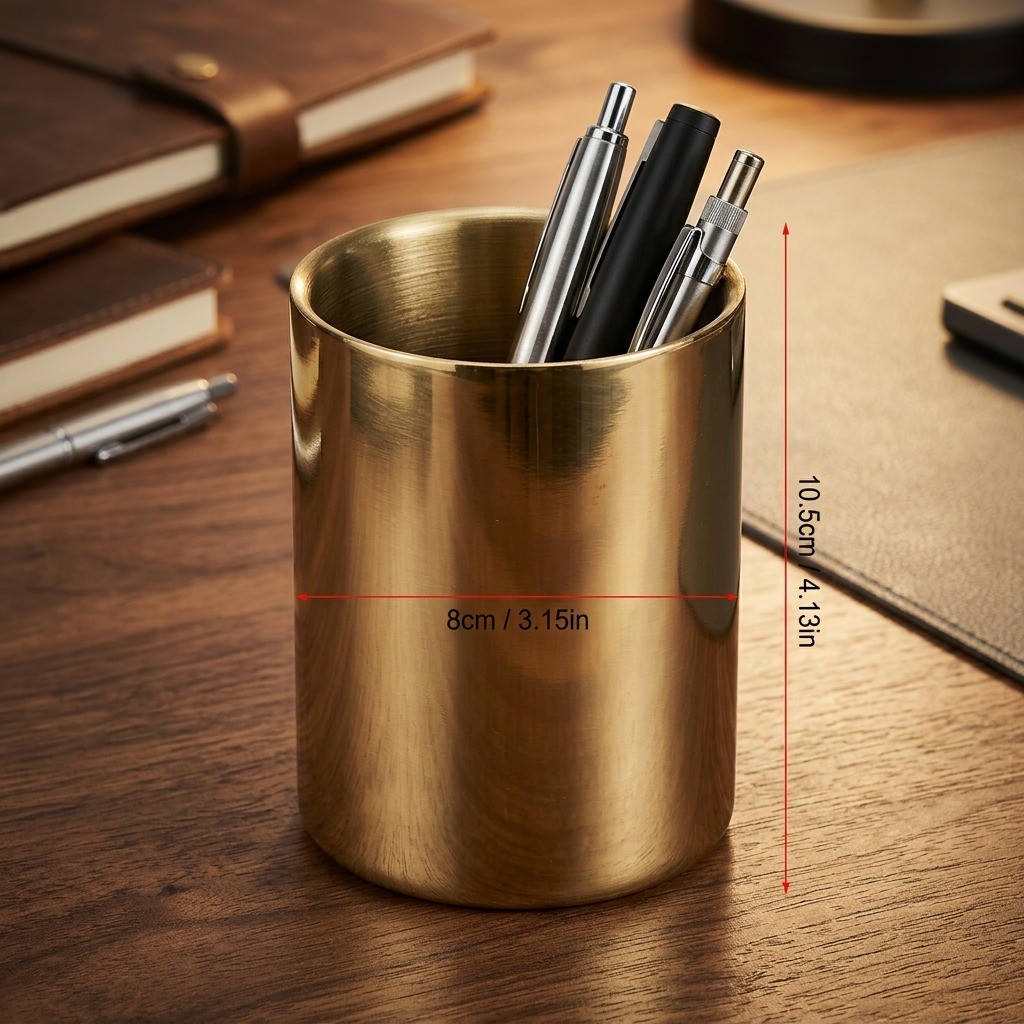 Brushed Gold aluminum Pen pot desktop organizer home office decor desk toys