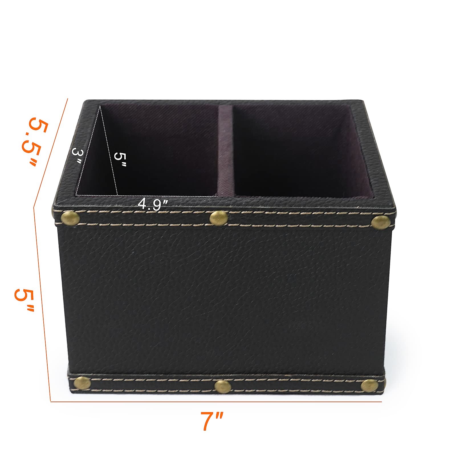 2 Slots Wood Remote Control Holder Storage Box Black