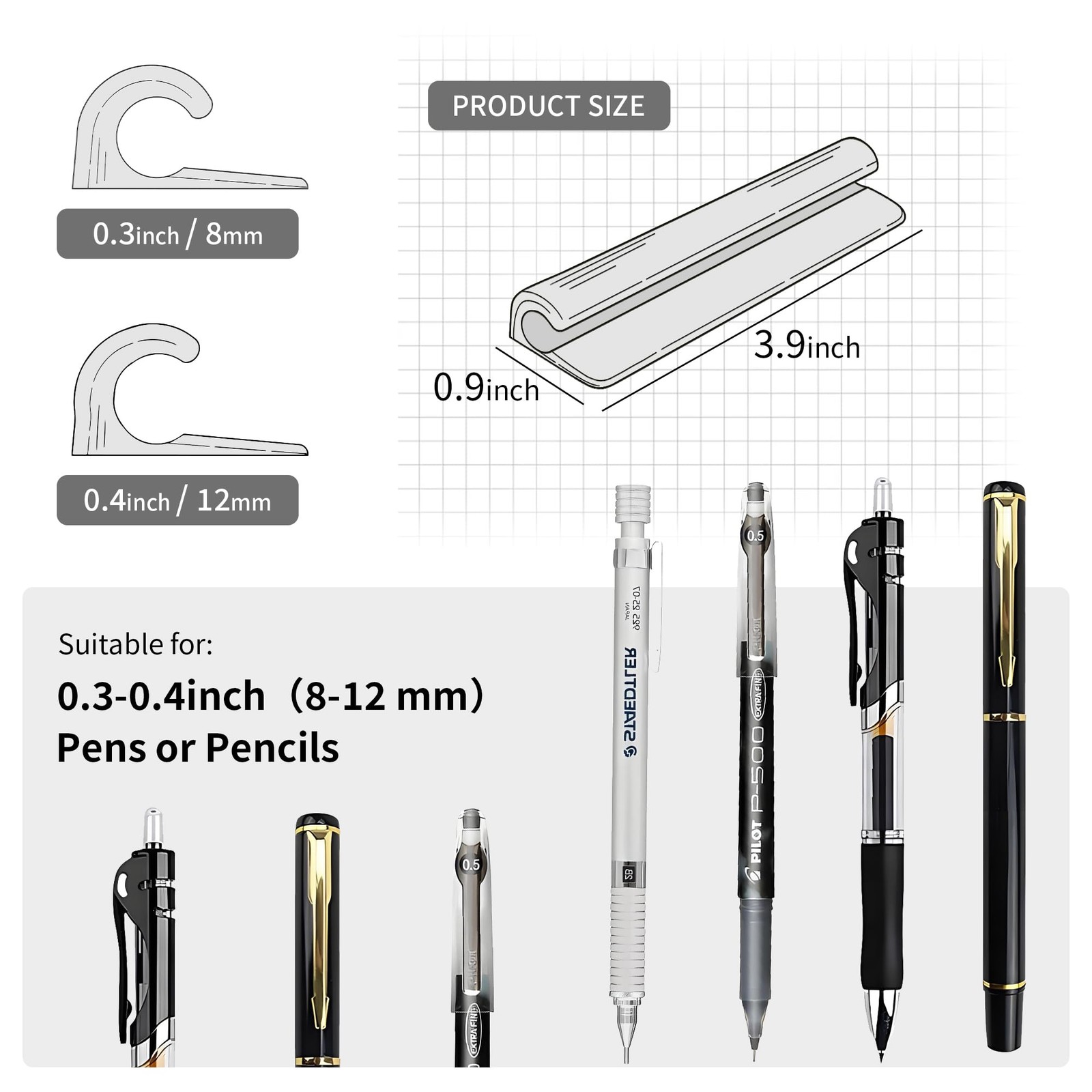 Pencil Holder For Most Pens,Pencils,Self-Adhesive Stick To Notebooks,Diary,De…