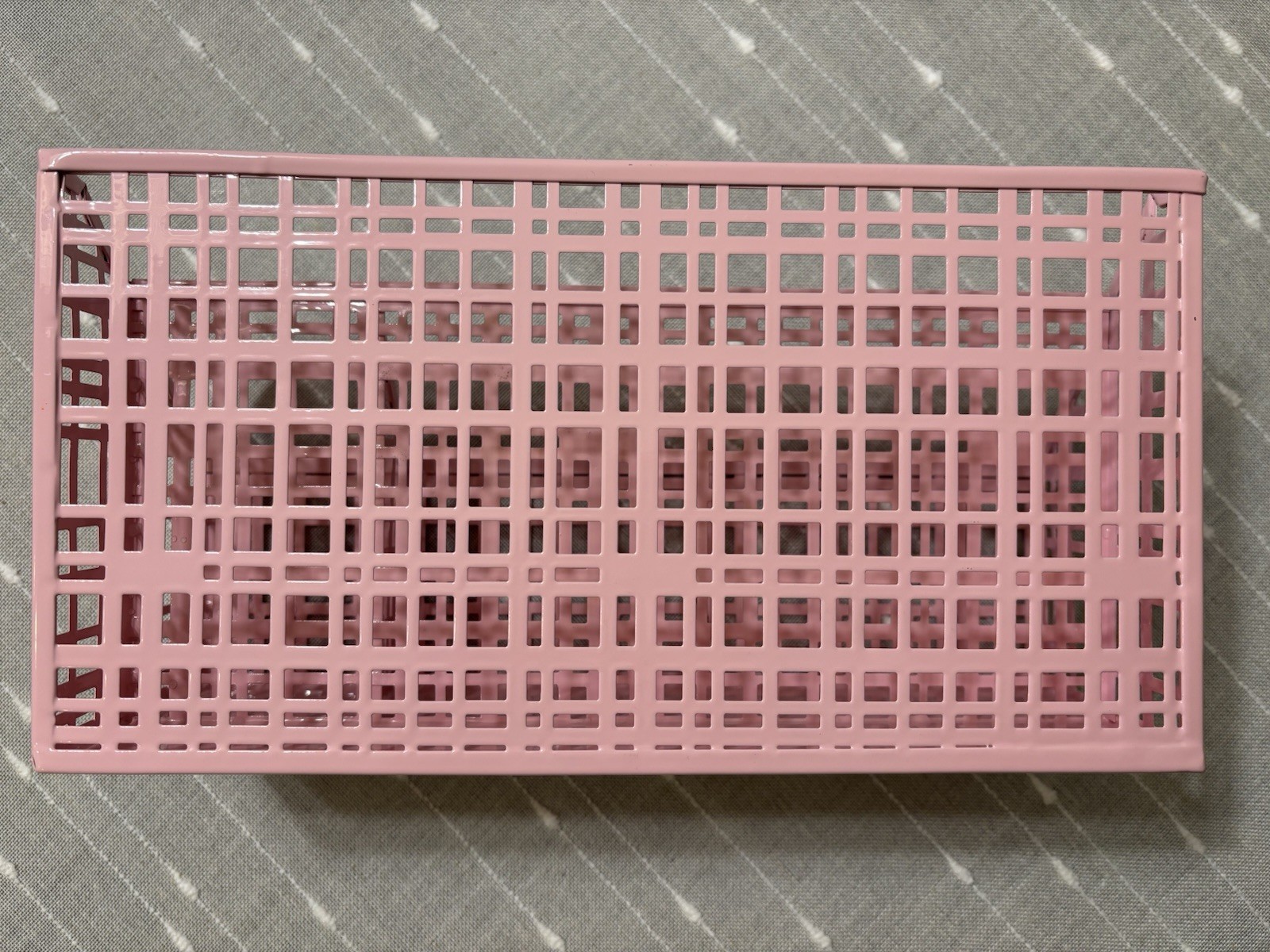 Glossy Pink Metal Desktop Organizer Multi Compartment Space Saving