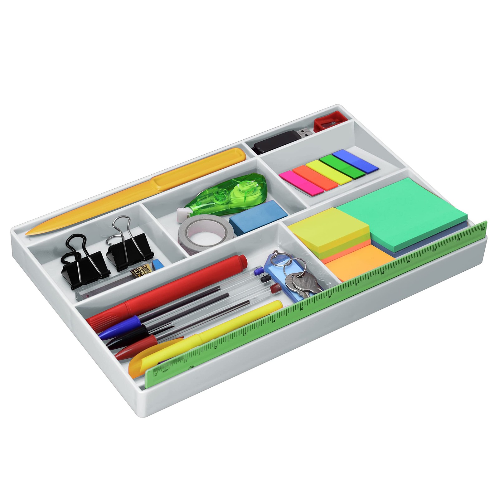 Acrimet Desk Drawer Organizer Tray with 8 compartments Bin White
