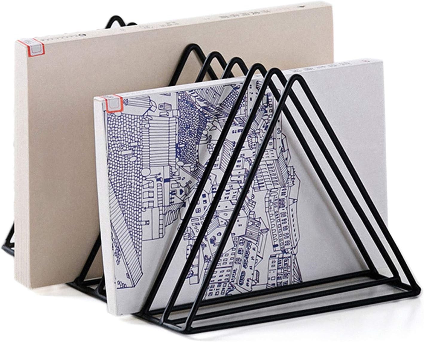 4 Pack Triangle File Storage Holder Racks Iron Desktop Magazine Organizer Metal
