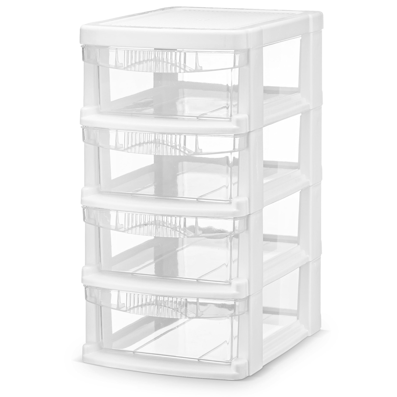 Mini Plastic Stacking Desk Top 4-Drawer 6.77 x 7.91 x 12.76 inches, White