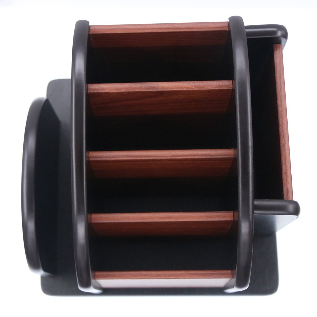 Wooden Remote Control Holder, 6 Compartments Wood Coffee Table Organizer