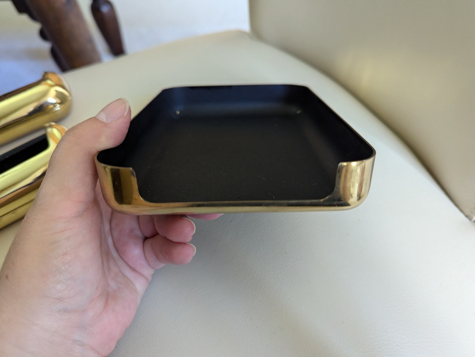 Eldon Emphasis Vintage Office Brass Note Pad Tray Business Card Paperclip Holder